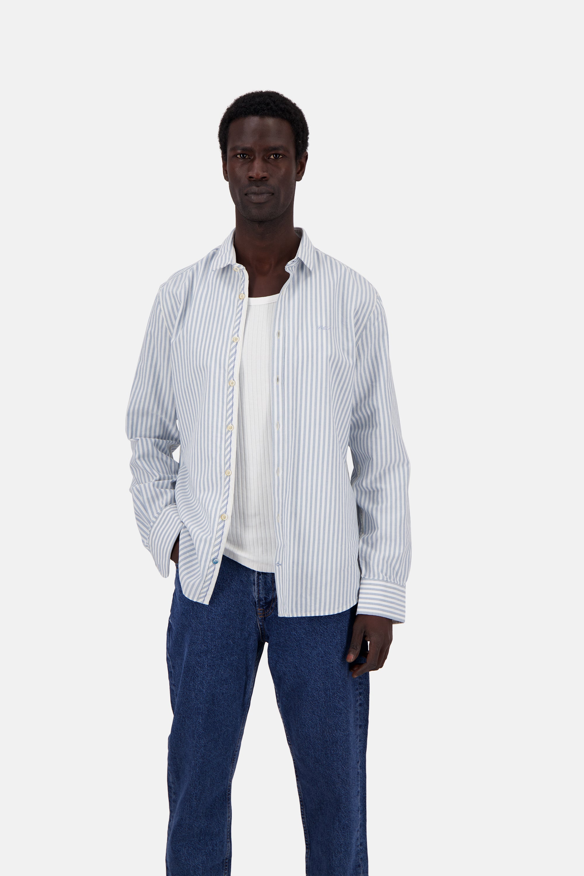 Shirt-Soft Oxford Stripes in Sky Stripes Shirts Colours and Sons