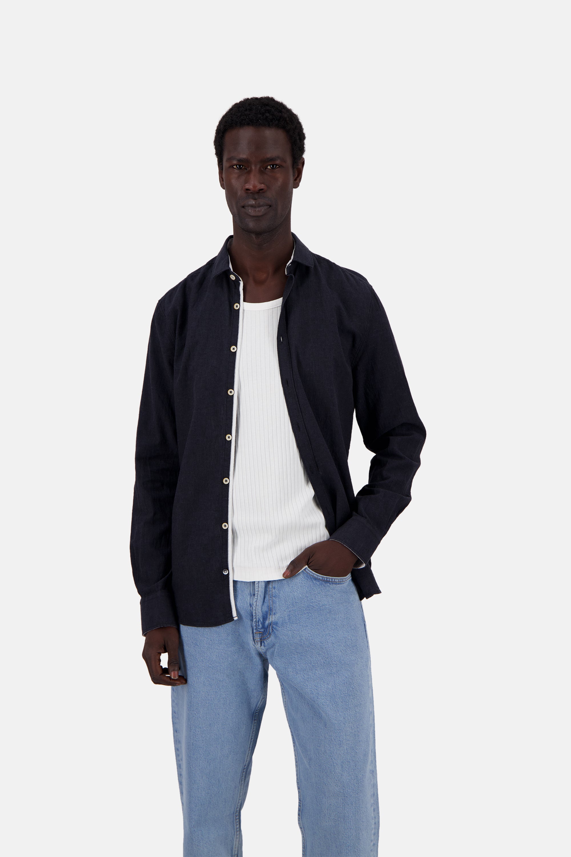 Shirt-Linen Blend Kent in Anthracite Shirts Colours and Sons