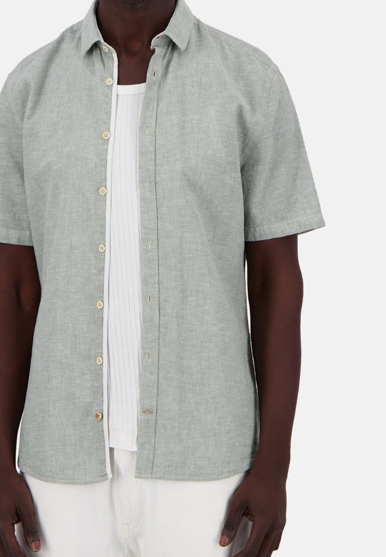 Shirt-Linen Blend Kent in Wasabi Shirts Colours and Sons