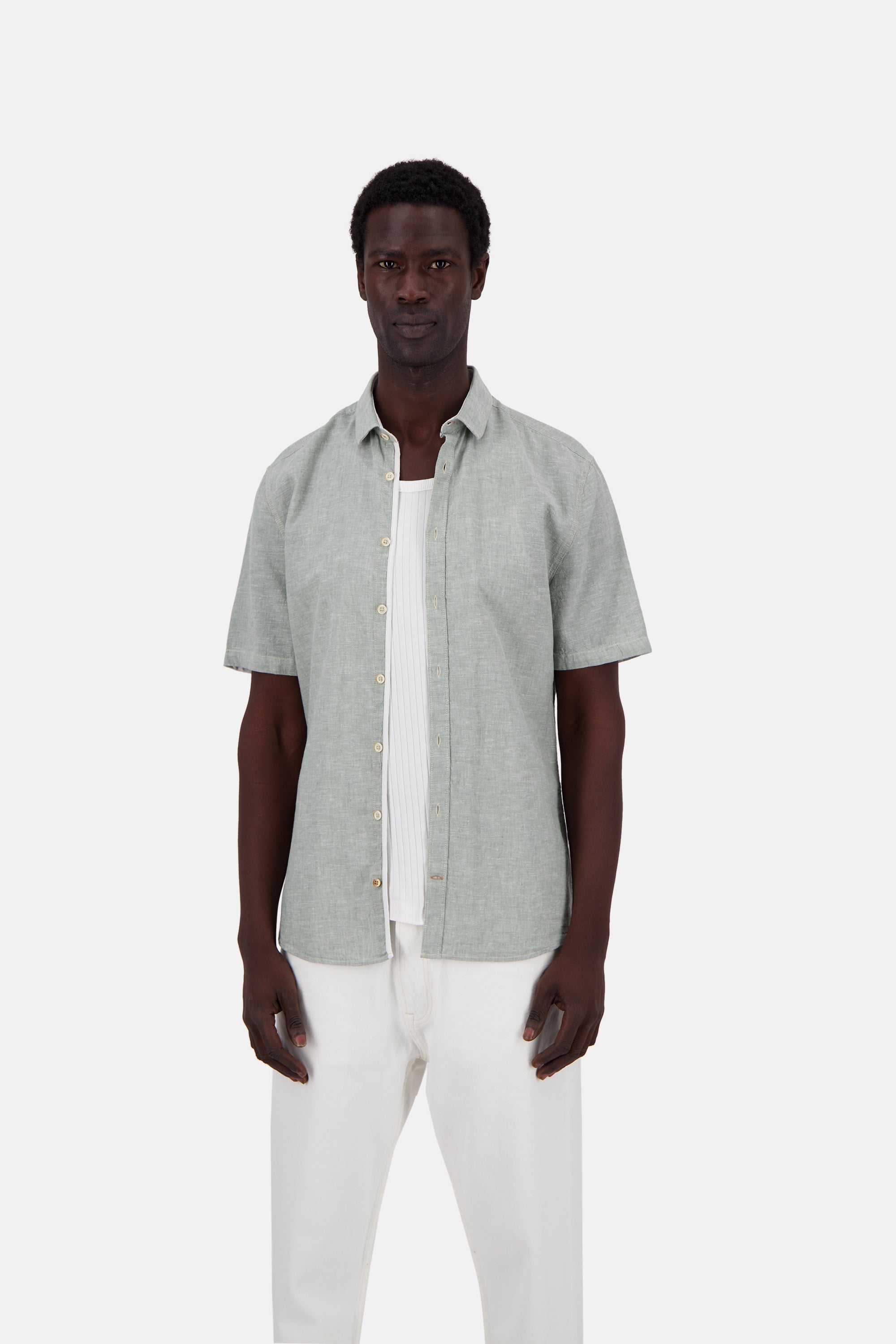 Shirt-Linen Blend Kent in Wasabi Shirts Colours and Sons