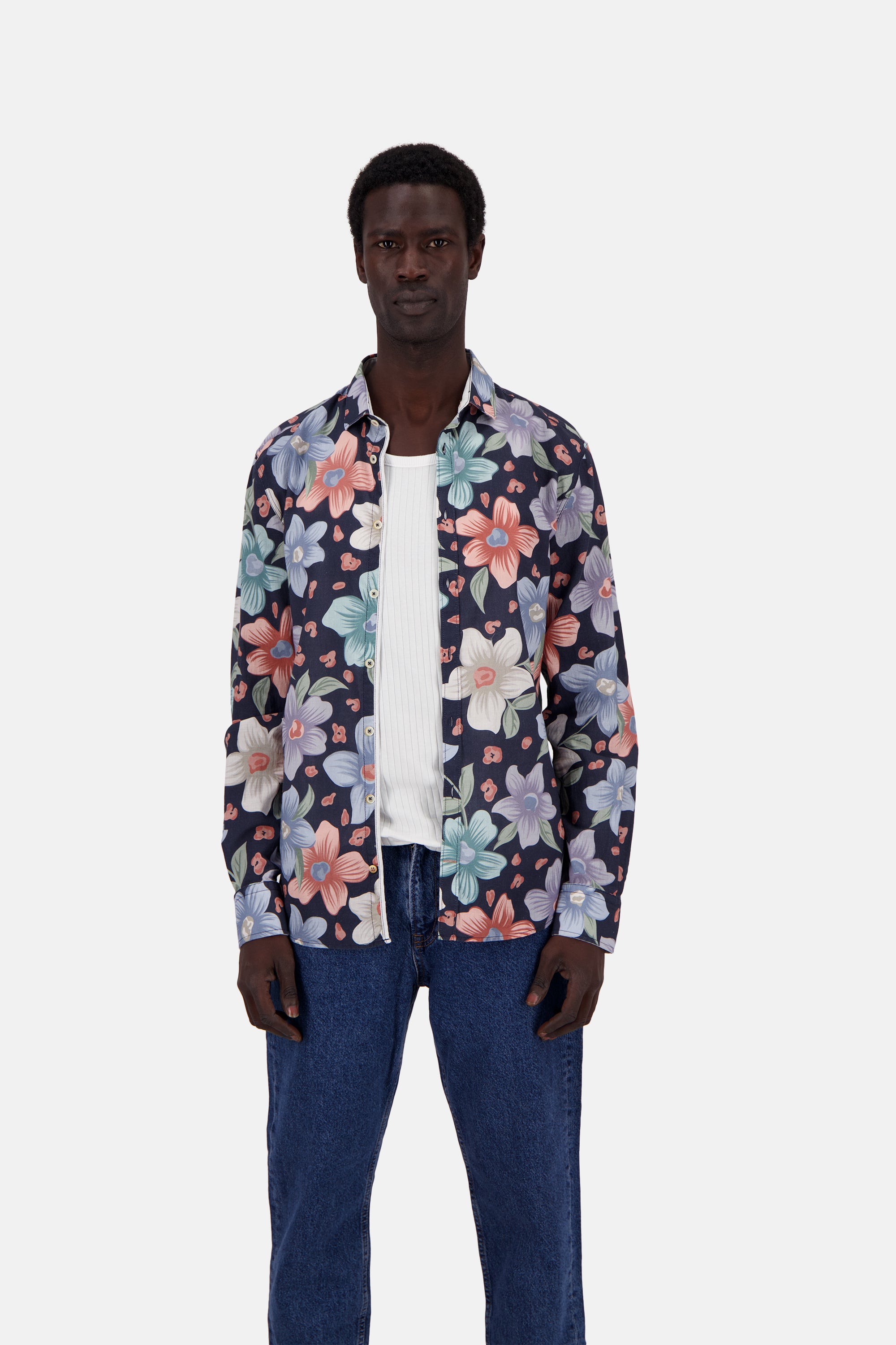 Shirt-Printed in Navy Flowers Shirts Colours and Sons