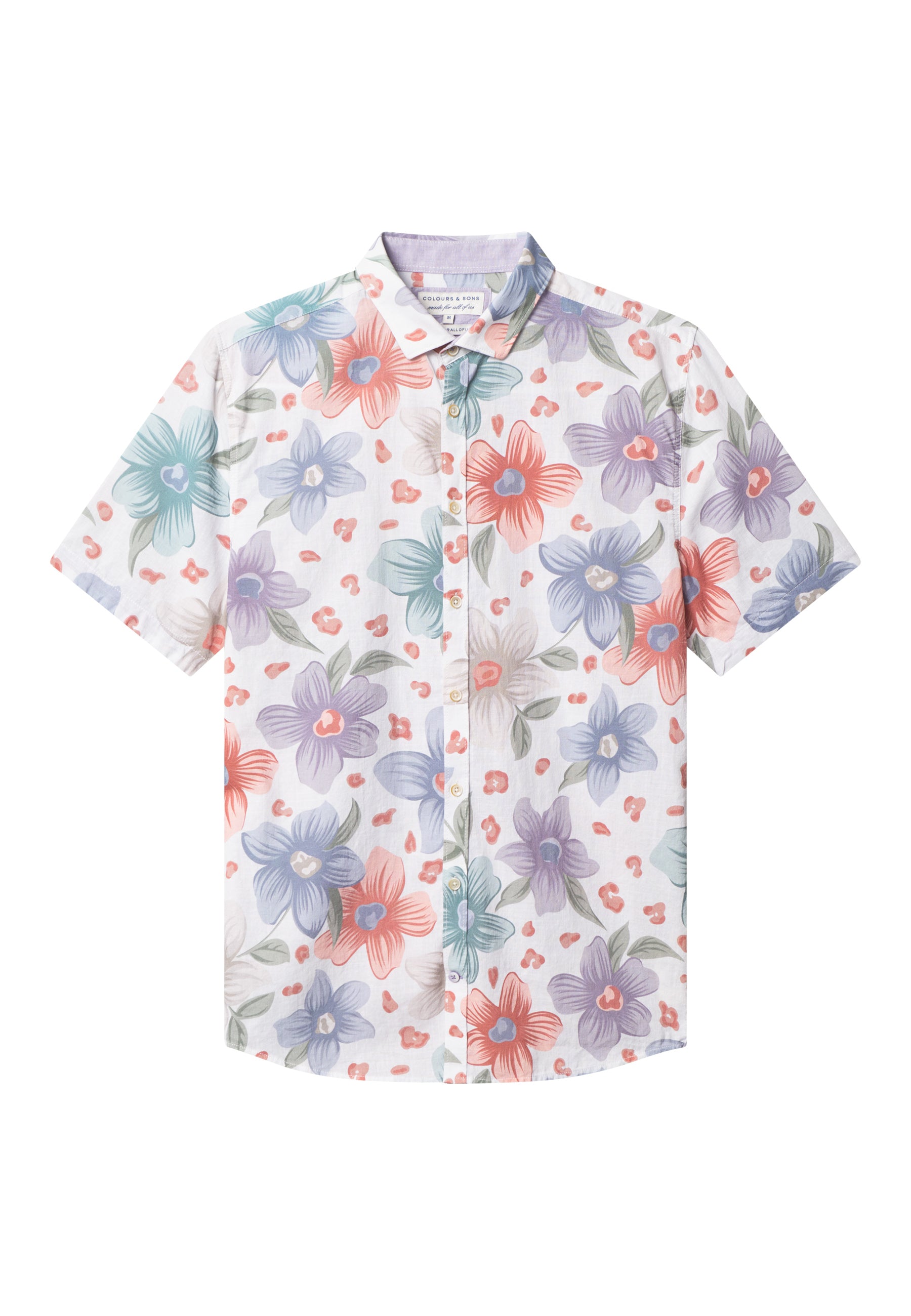 Shirt-Printed in White Flowers Shirts Colours and Sons