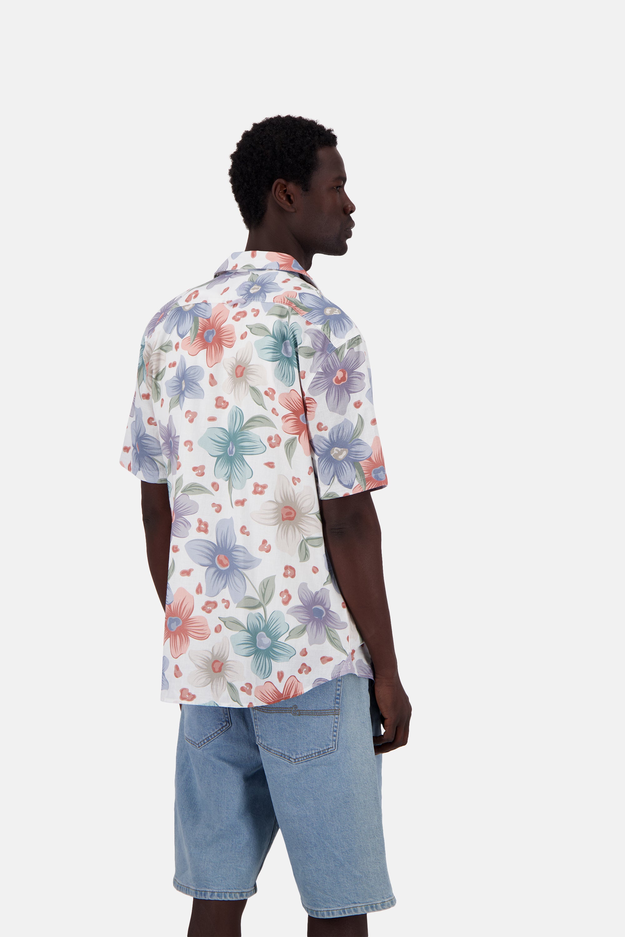 Shirt-Printed in White Flowers Shirts Colours and Sons