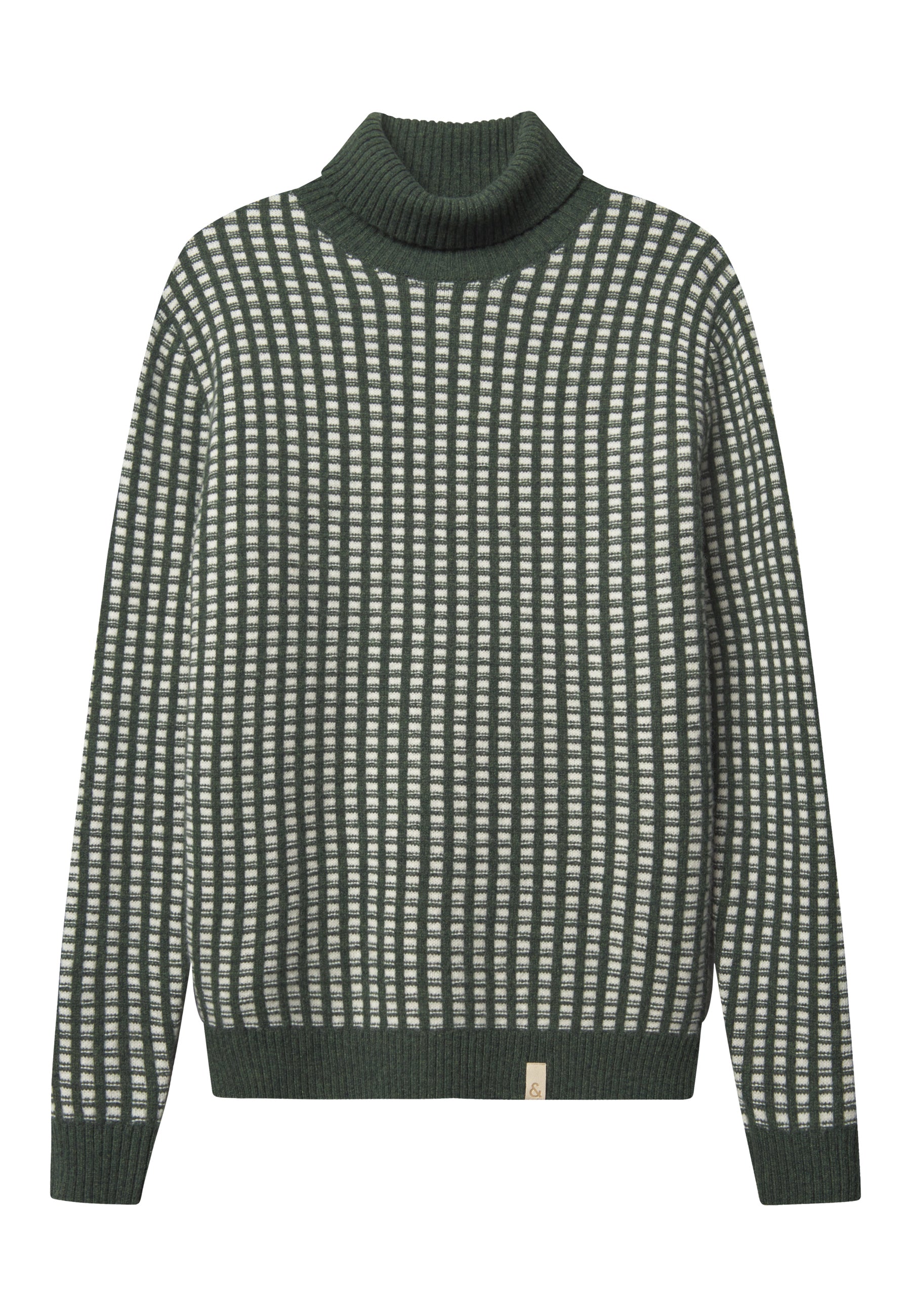 Turtleneck Two Tone Intarsia in Yucca-Offwhite Sweater Colours and Sons