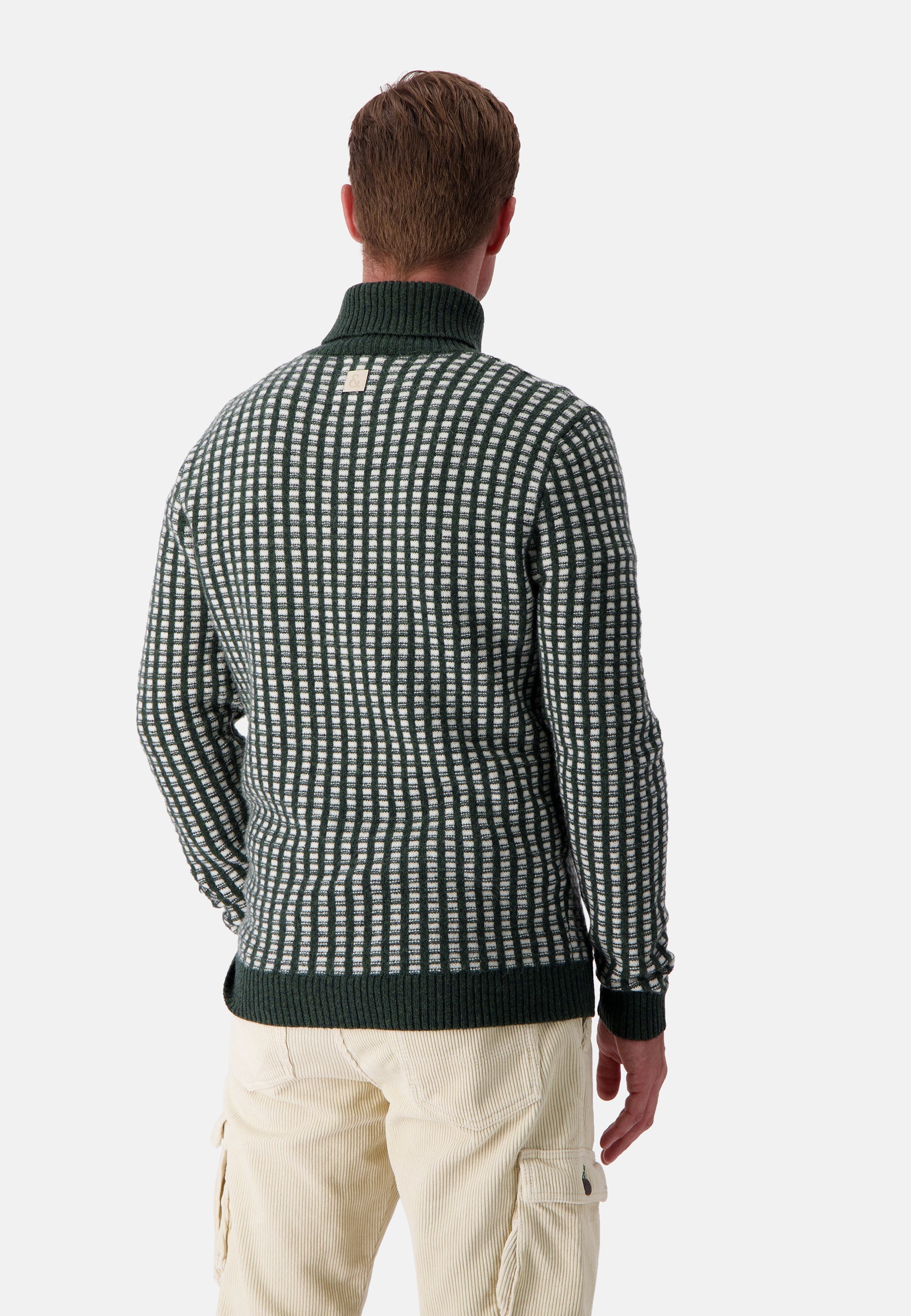 Turtleneck Two Tone Intarsia in Yucca-Offwhite Sweater Colours and Sons