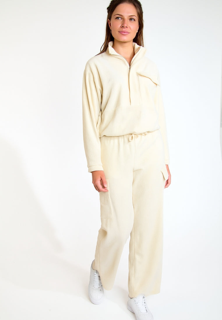 BEYOND-QUANDARY corduroy jogging pants in ecru Pants Banana Moon