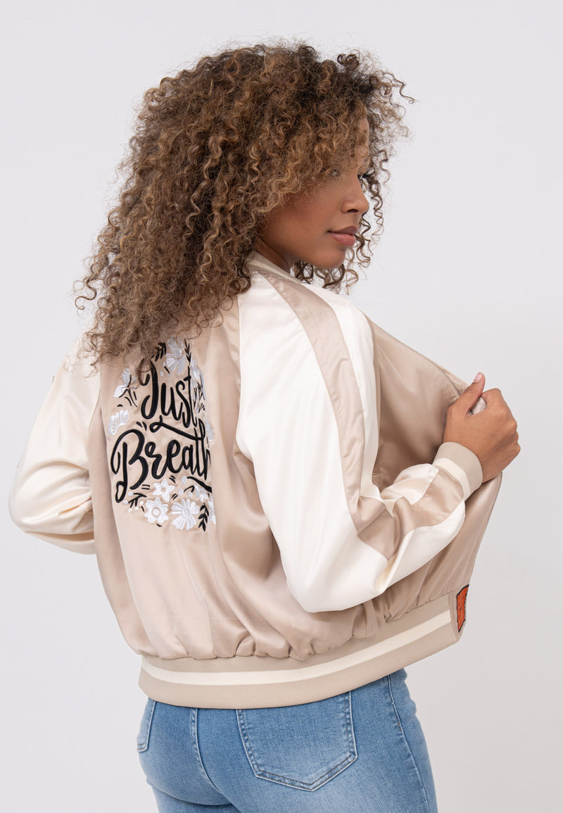 Breathe W Bomber Jacket in Beige Jackets Bombers Original