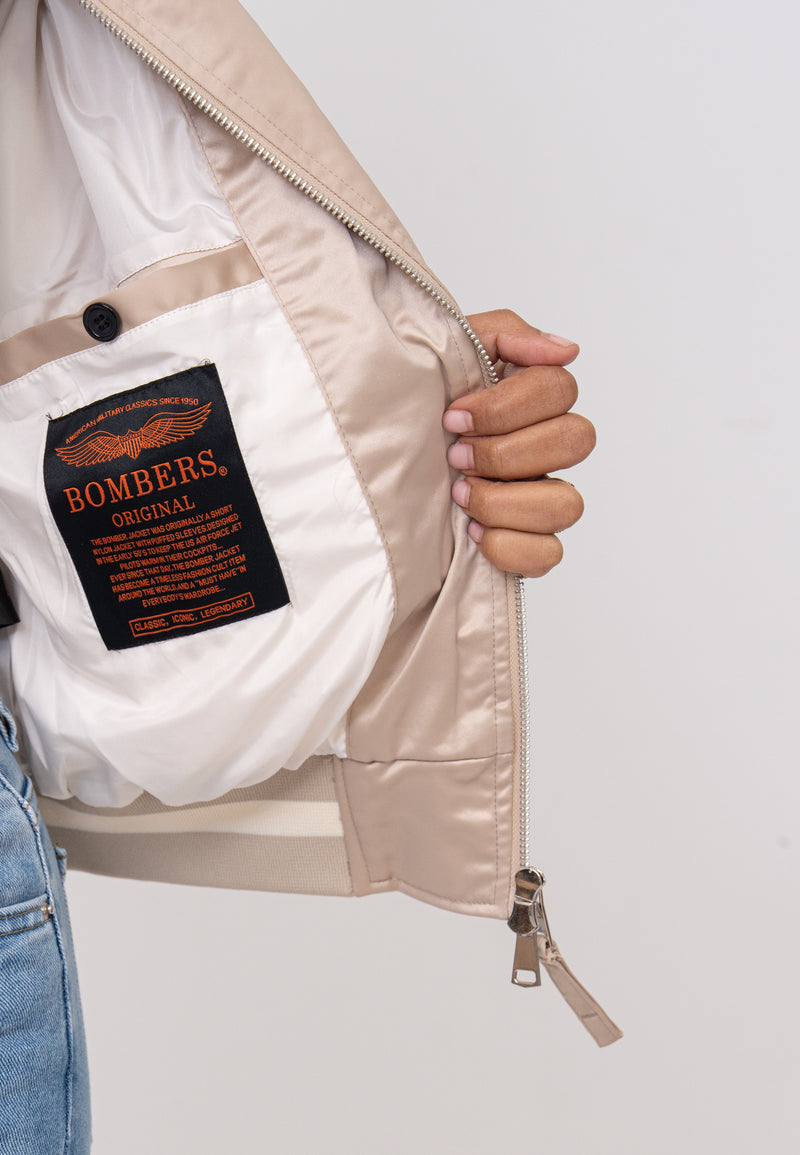 Breathe W Bomber Jacket in Beige Jackets Bombers Original