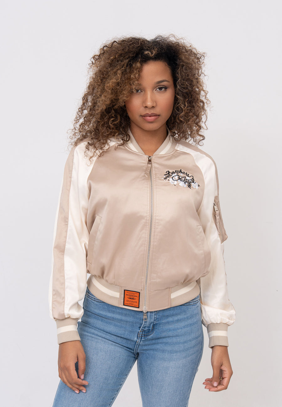Breathe W Bomber Jacket in Beige Jackets Bombers Original
