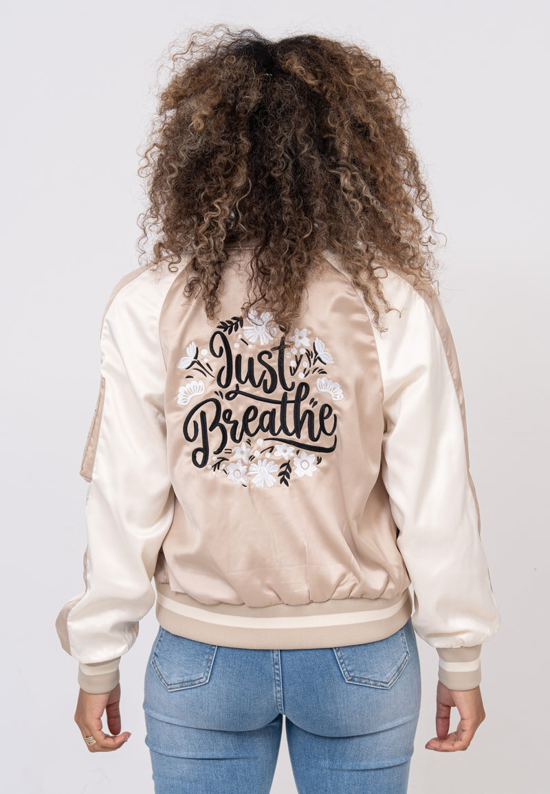 Breathe W Bomber Jacket in Beige Jackets Bombers Original