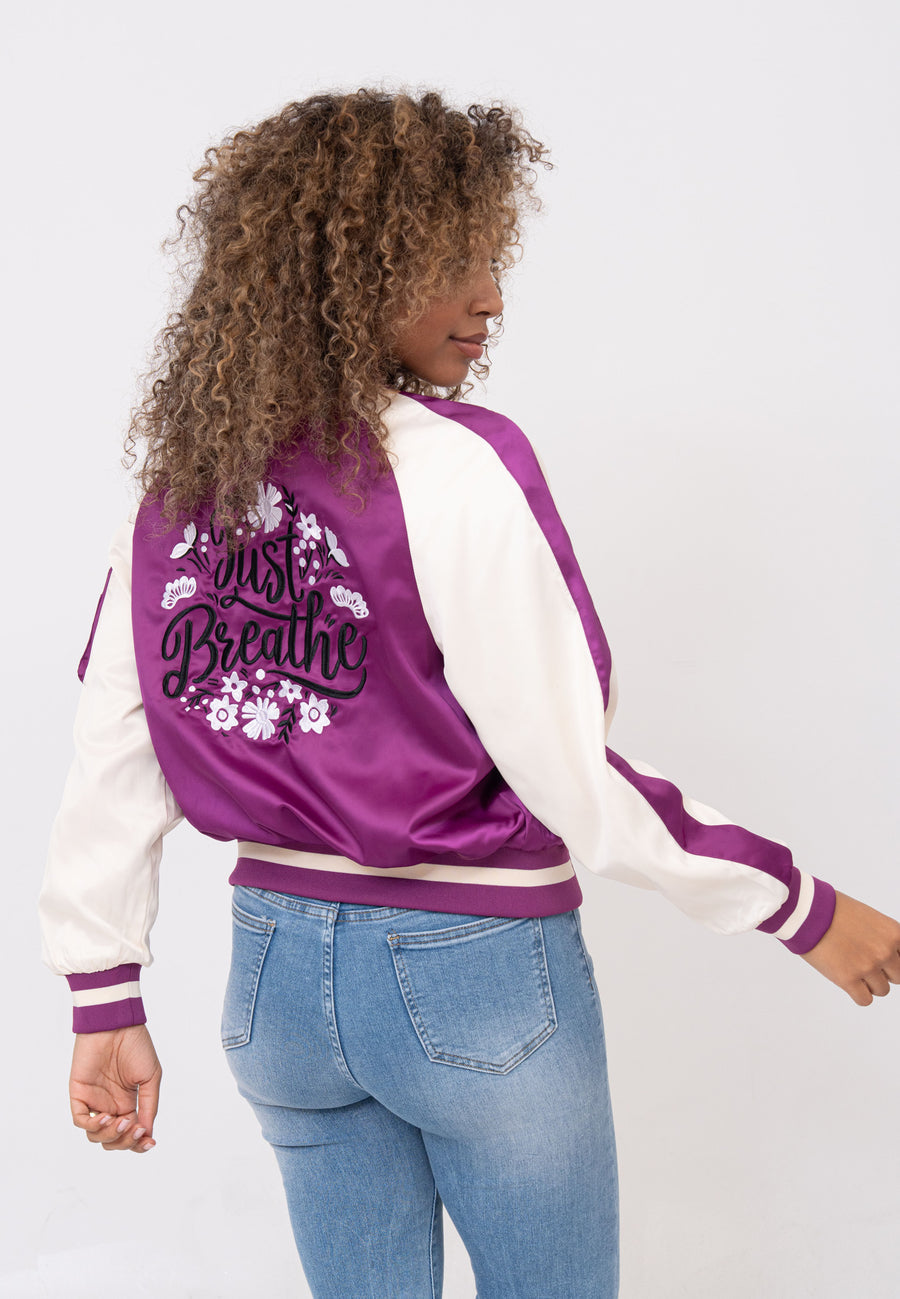 Breathe W Bomber Jacket in Purple Jackets Bombers Original