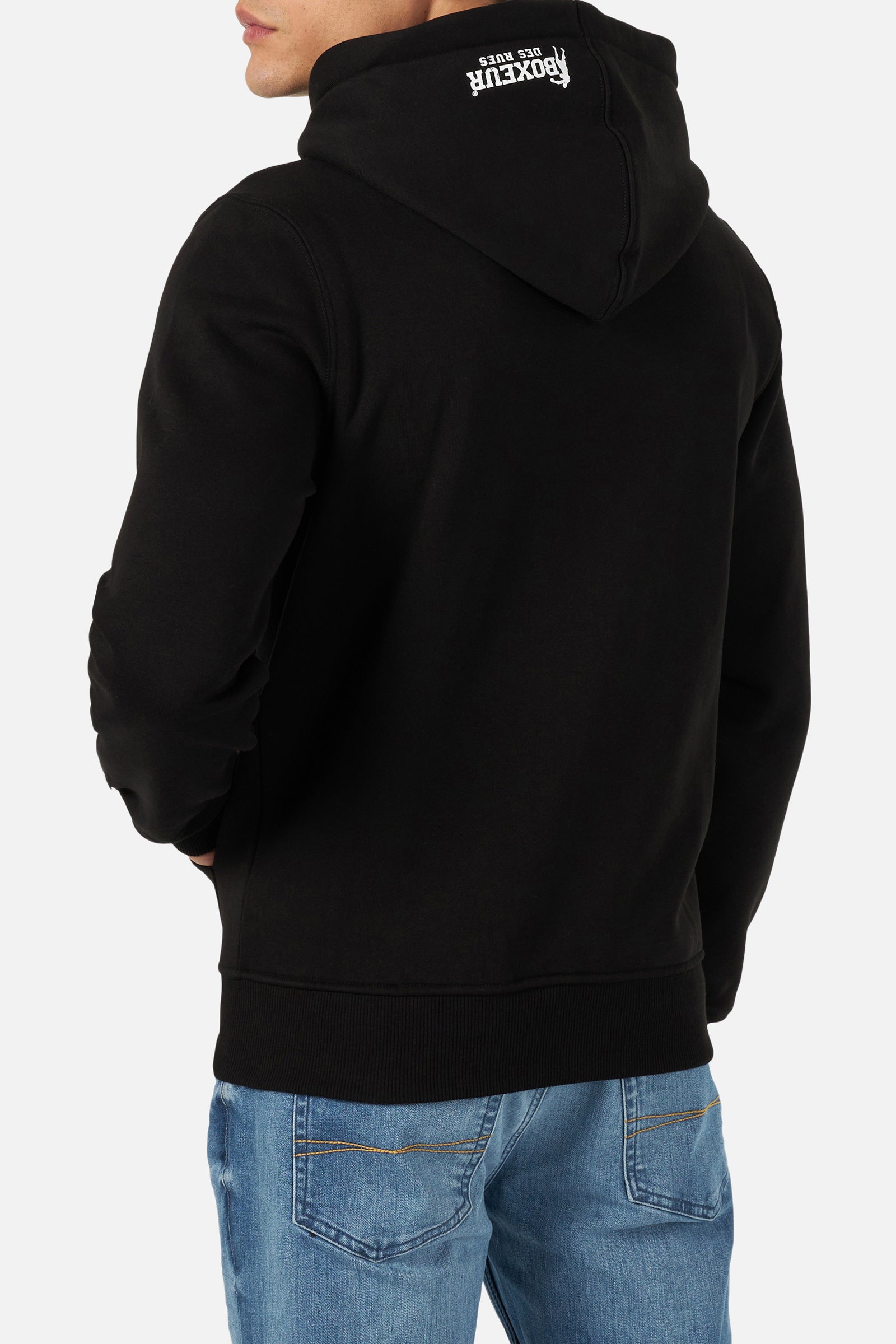 Hoodie Full Zip With Patch in Black-White Sweat Jackets Boxeur des Rues