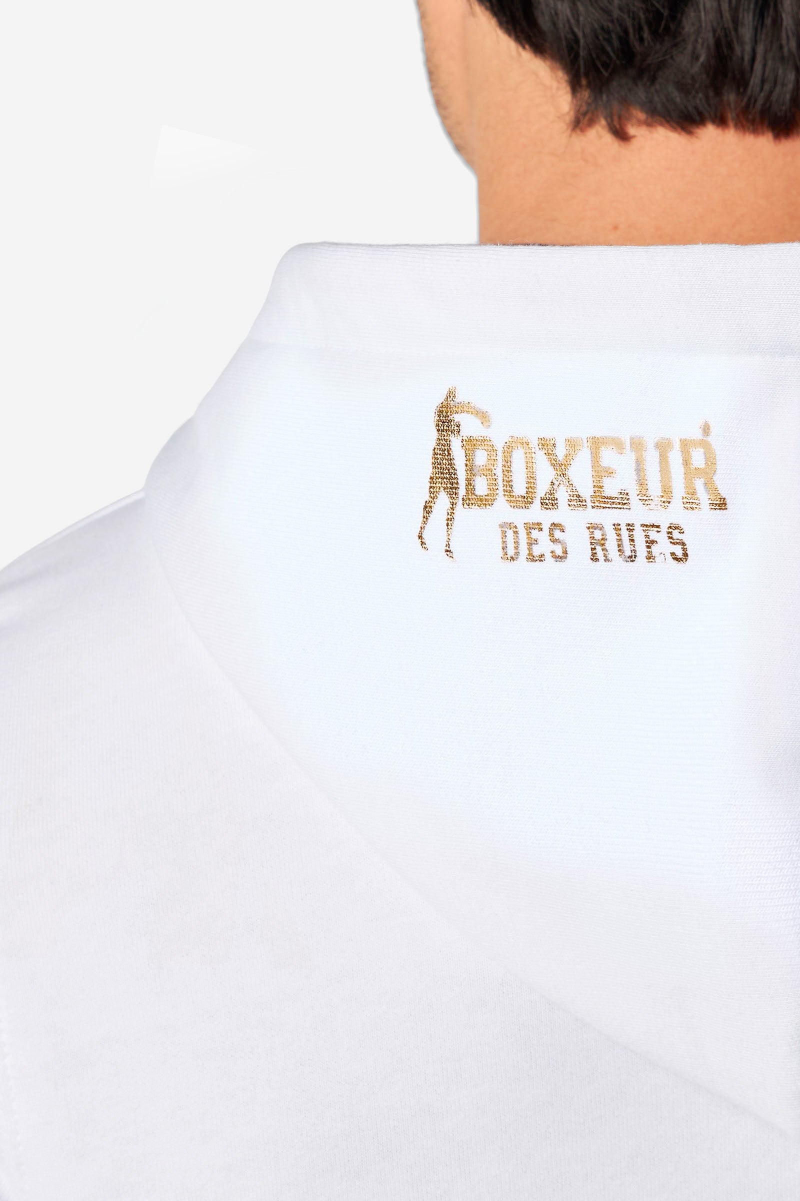 Hoodie Full Zip With Patch in White-Gold Sweat Jackets Boxeur des Rues