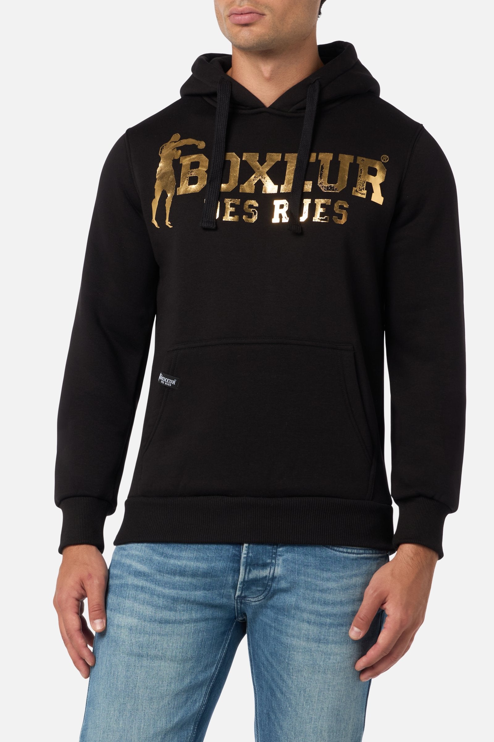 Hoodie Sweatshirt in Black-Gold Hooded sweatshirt Boxeur des Rues