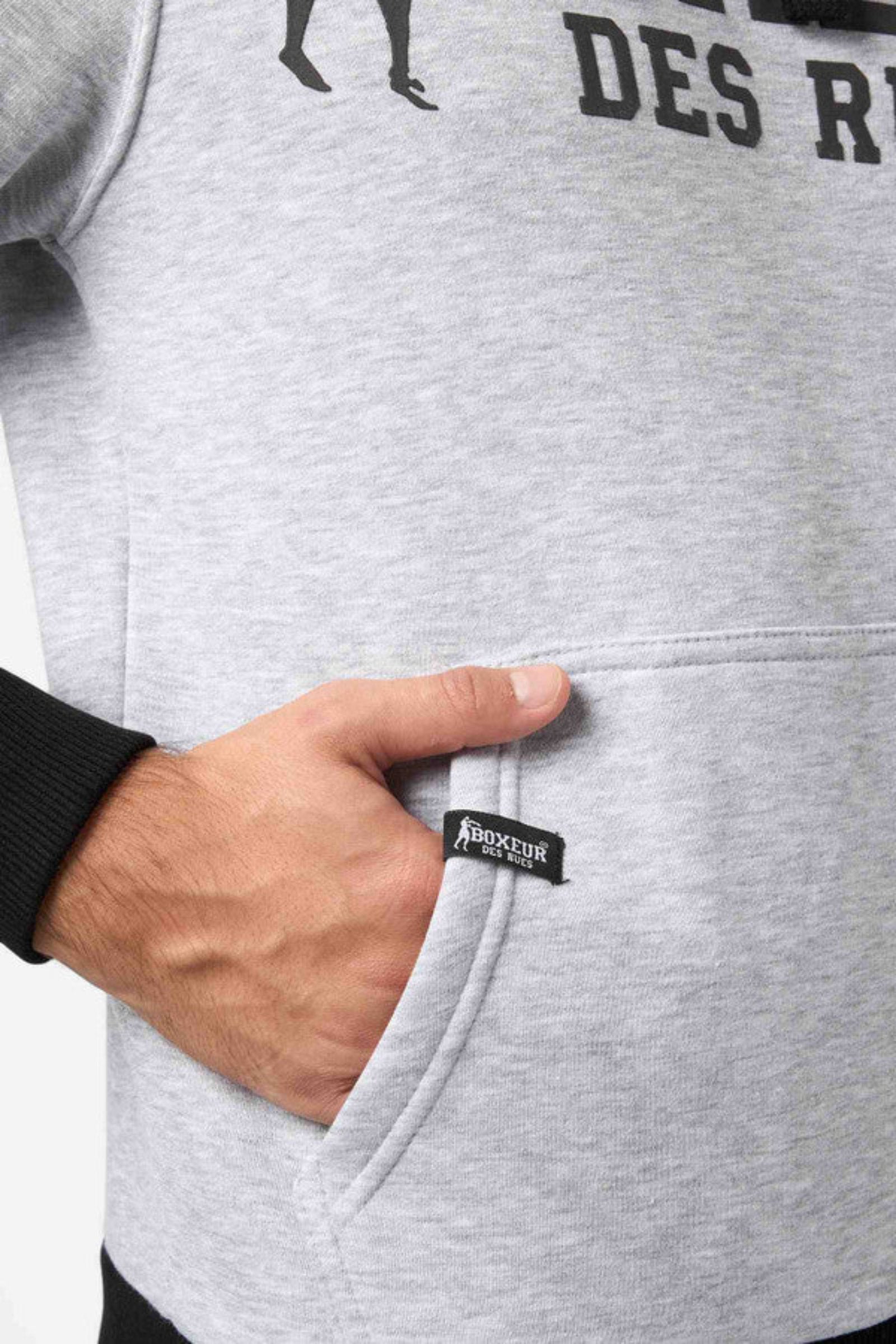 Hoodie Sweatshirt in Grey Mel Hooded sweatshirt Boxeur des Rues