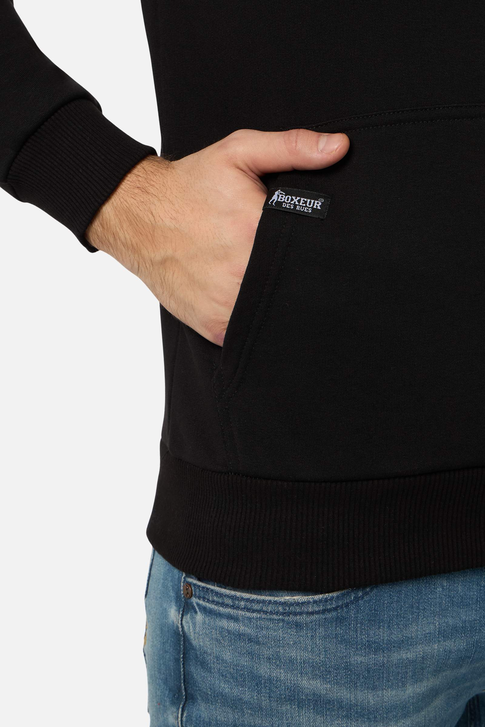 Hooded Sweatshirt in Black-Gold Hooded Sweatshirt Boxeur des Rues