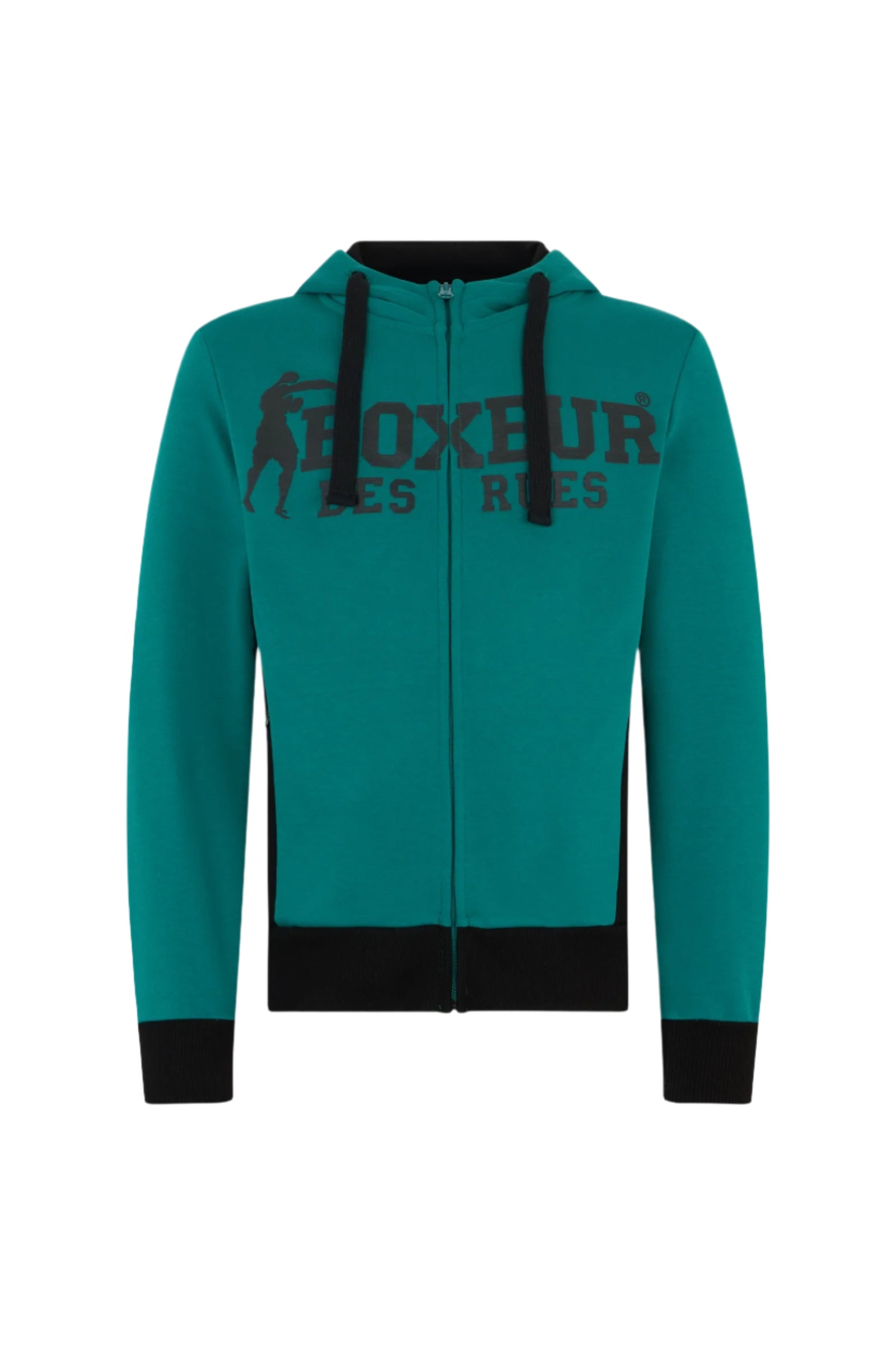 Hooded Full Zip Sweatshirt in Aston Green Sweat Jackets Boxeur des Rues