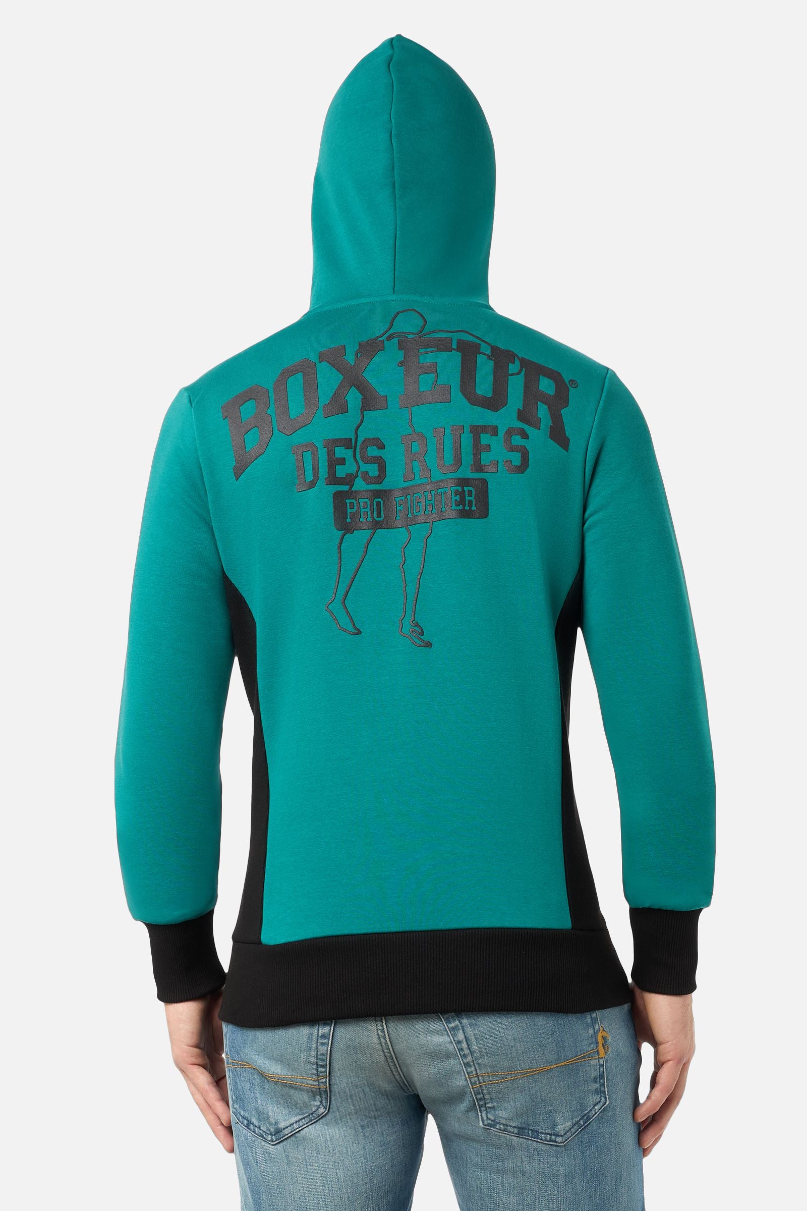 Hooded Full Zip Sweatshirt in Aston Green Sweat Jackets Boxeur des Rues