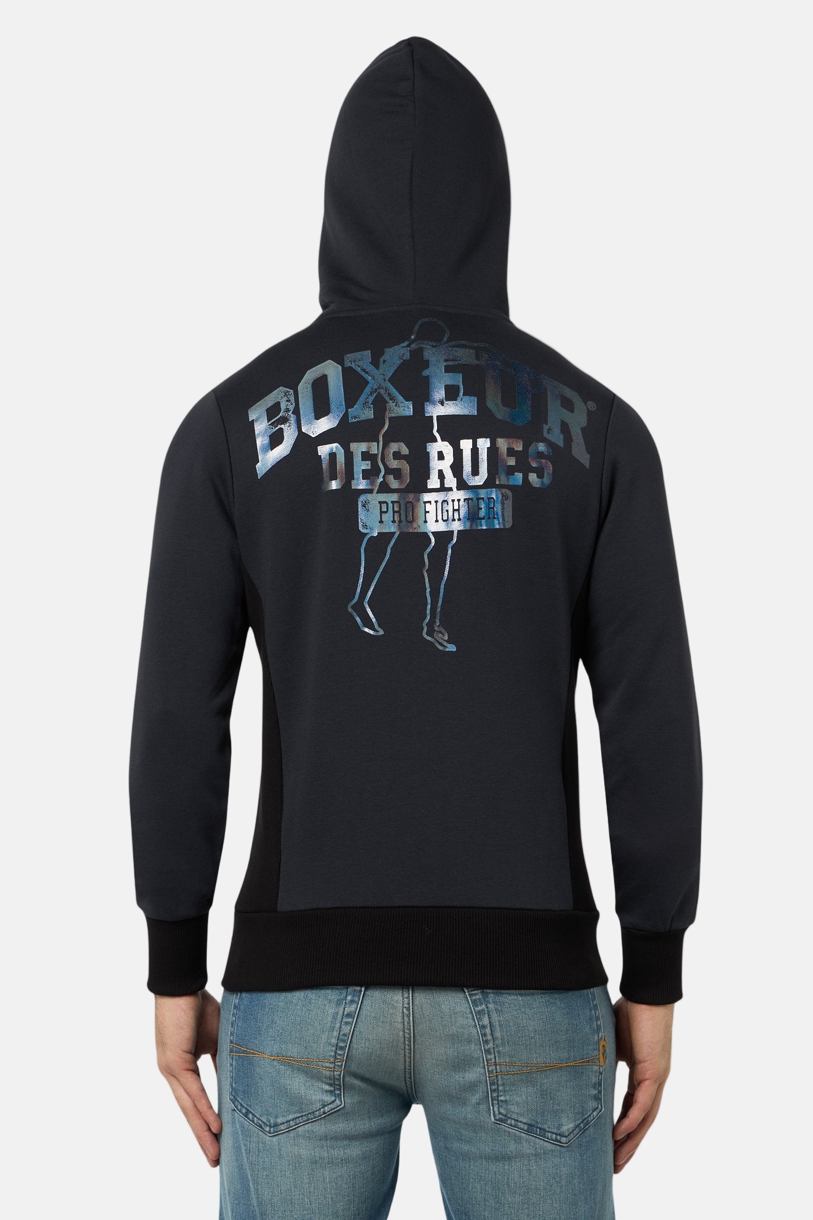 Hooded Full Zip Sweatshirt in Anthracite Sweat Jackets Boxeur des Rues