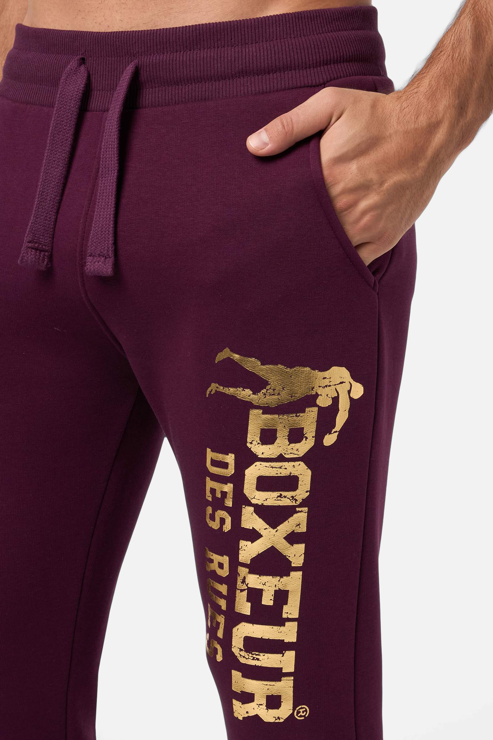 Slim Fit Sweatpant With Logo in Wine Pants Boxeur des Rues