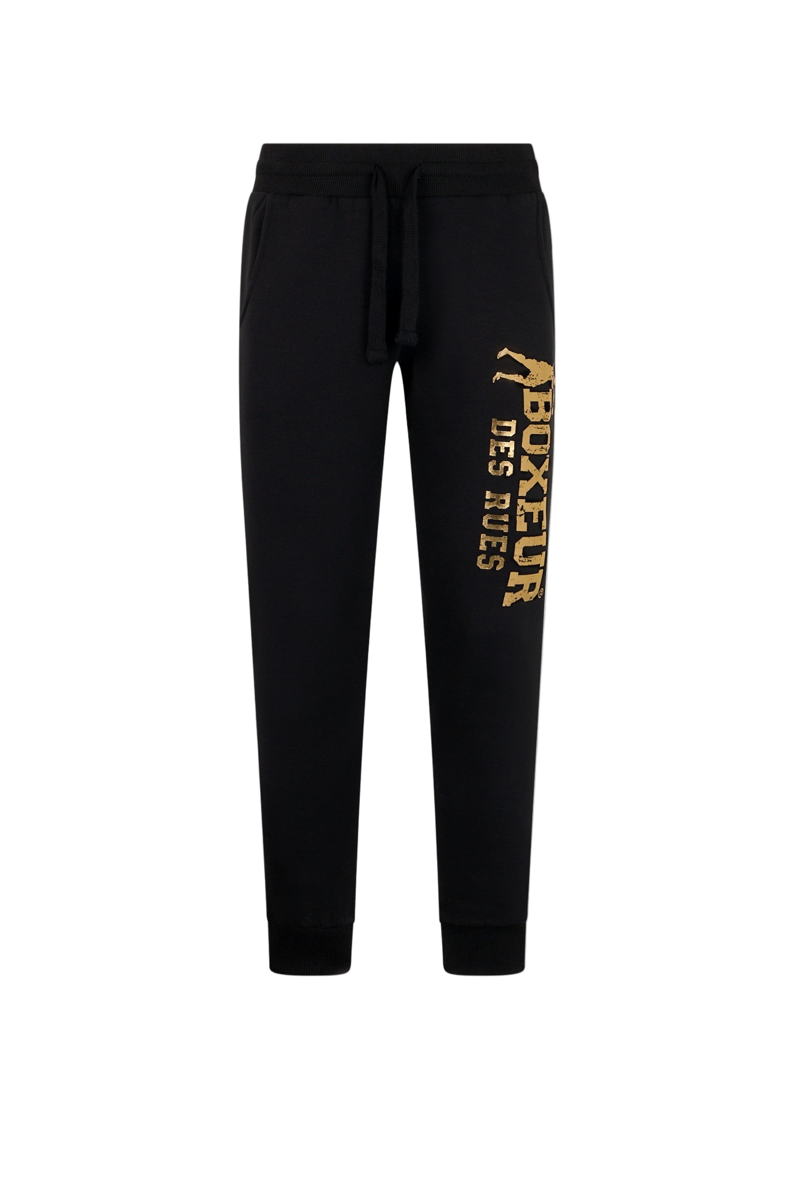 Slim Fit Sweatpant With Logo in Black-Gold Pants Boxeur des Rues