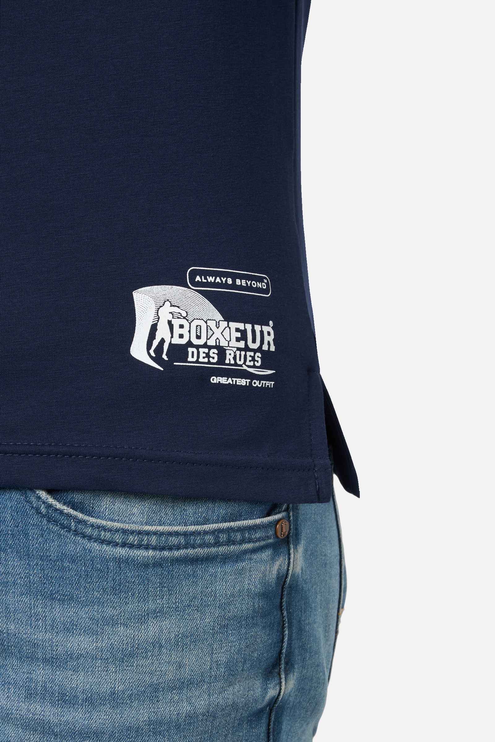 Basic Printed Tank Top in Navy Tops Boxeur des Rues