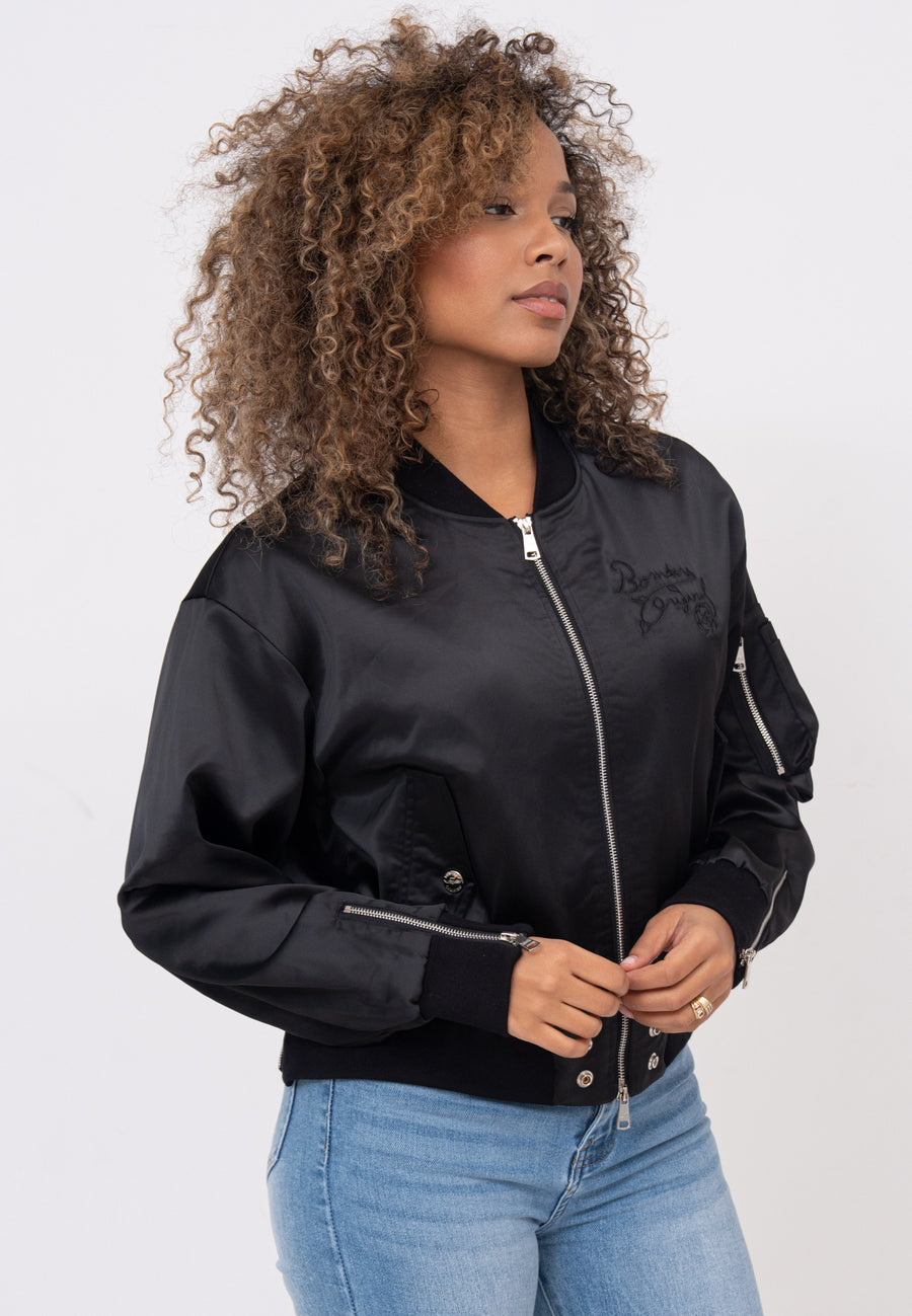 Daily Rose W Bomber Jacket in Black Jackets Bombers Original