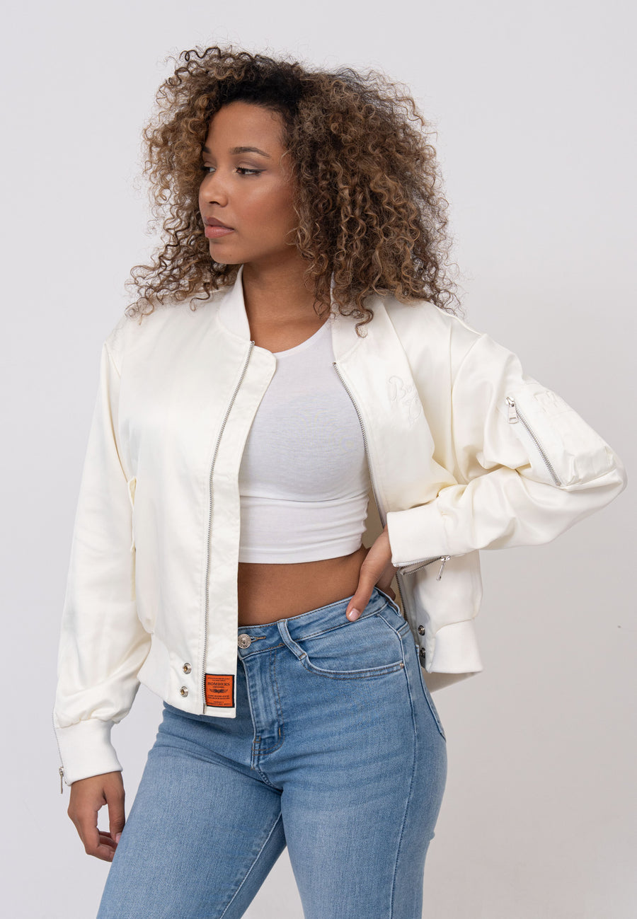 Daily Rose W Bomber Jacket in Cream Jackets Bombers Original