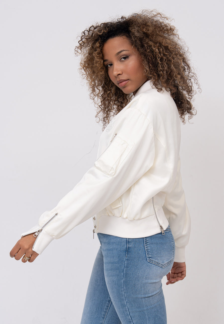 Daily Rose W Bomber Jacket in Cream Jackets Bombers Original