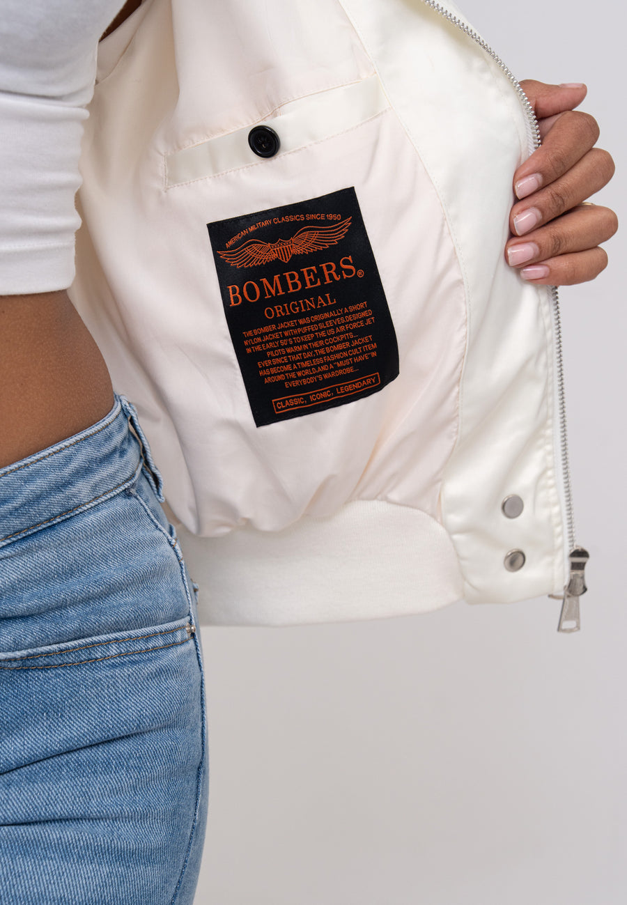 Daily Rose W Bomber Jacket in Cream Jackets Bombers Original