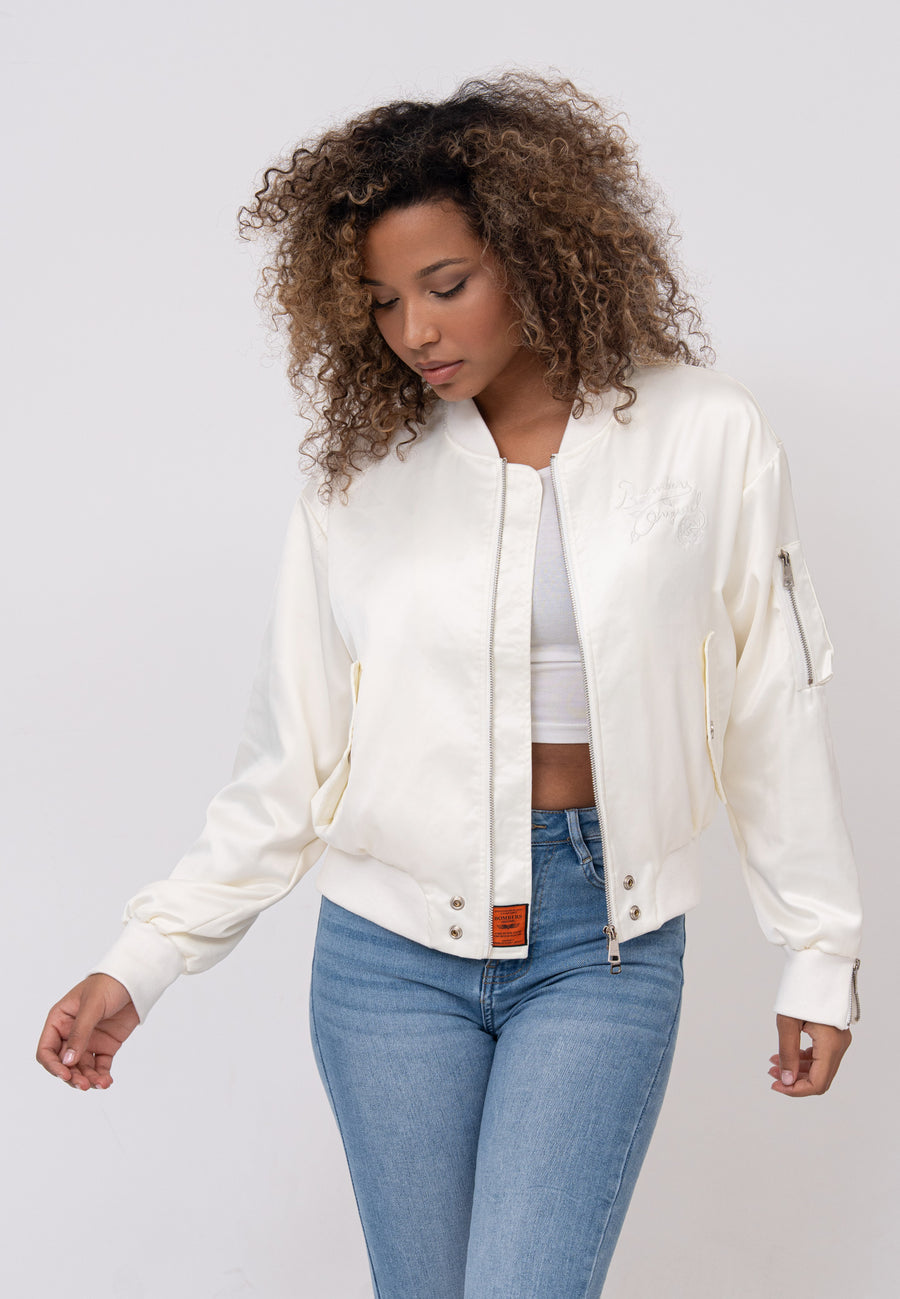 Daily Rose W Bomber Jacket in Cream Jackets Bombers Original