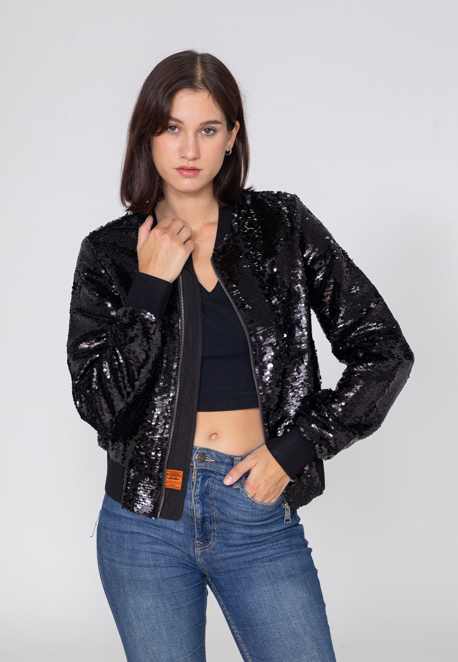 Glitter leather jacket best sale