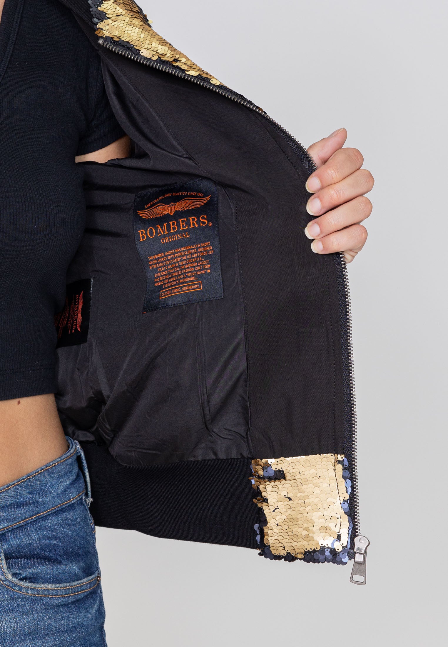 Glitter W bomber jacket in gold Jackets Bombers Original