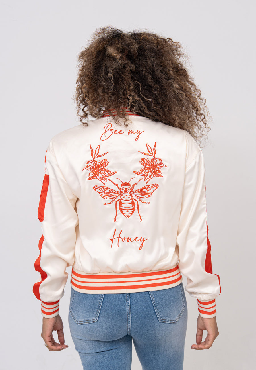 Honey W Bomber Jacket in White Jackets Bombers Original