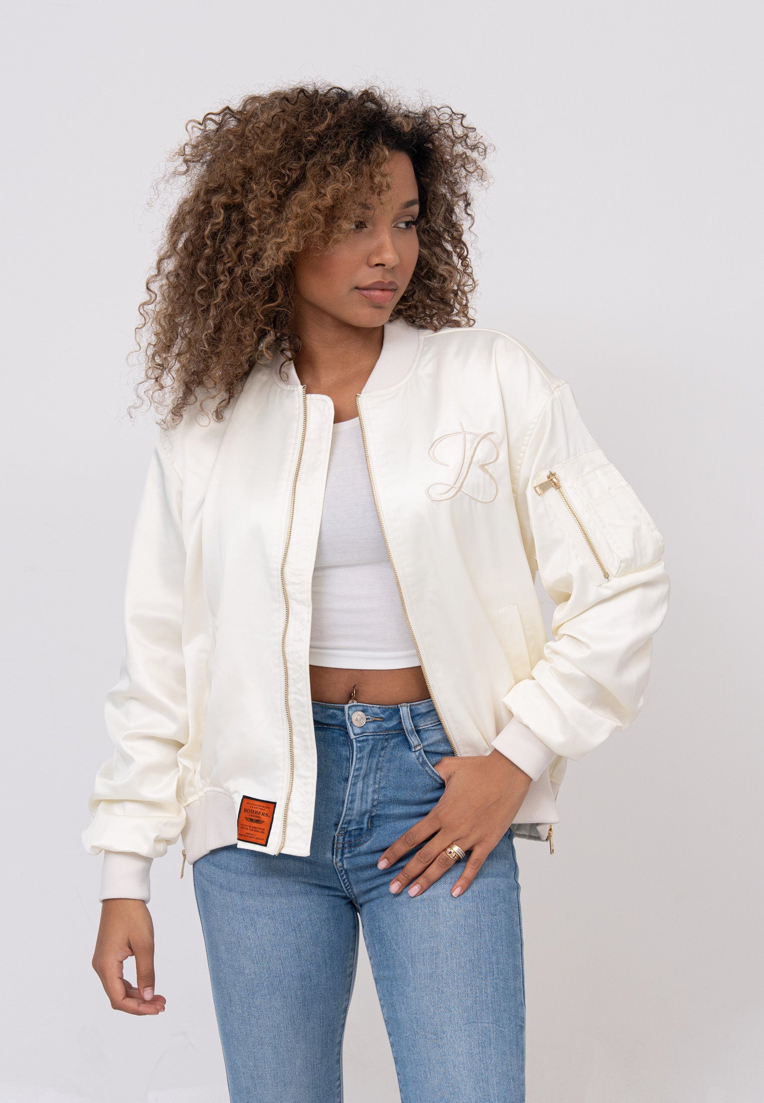 Kansas W Bomber Jacket in Cream Jackets Bombers Original