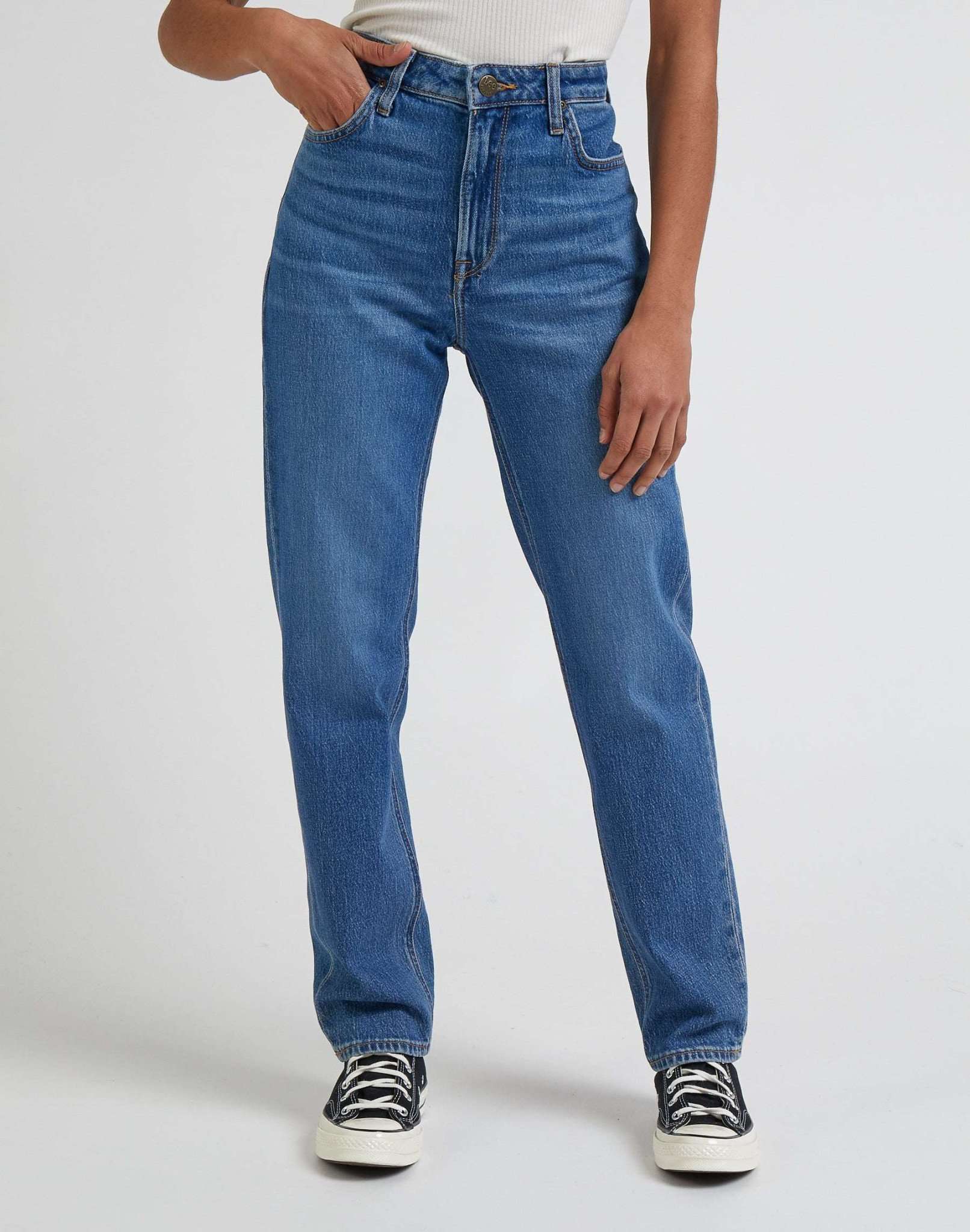 Carol in Worn Iris Jeans Lee