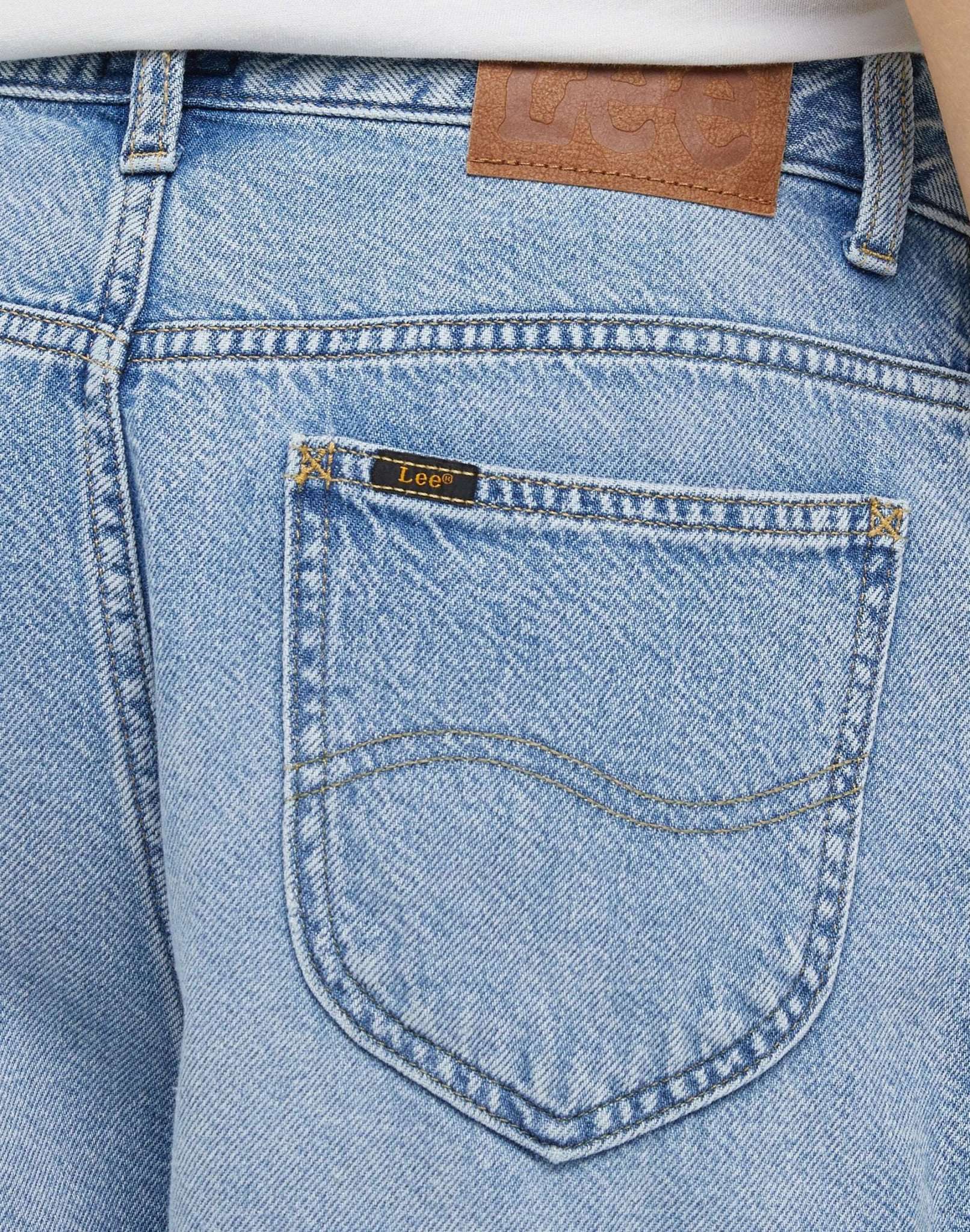 Pleated Short in Frosted Blue Jean Shorts Lee