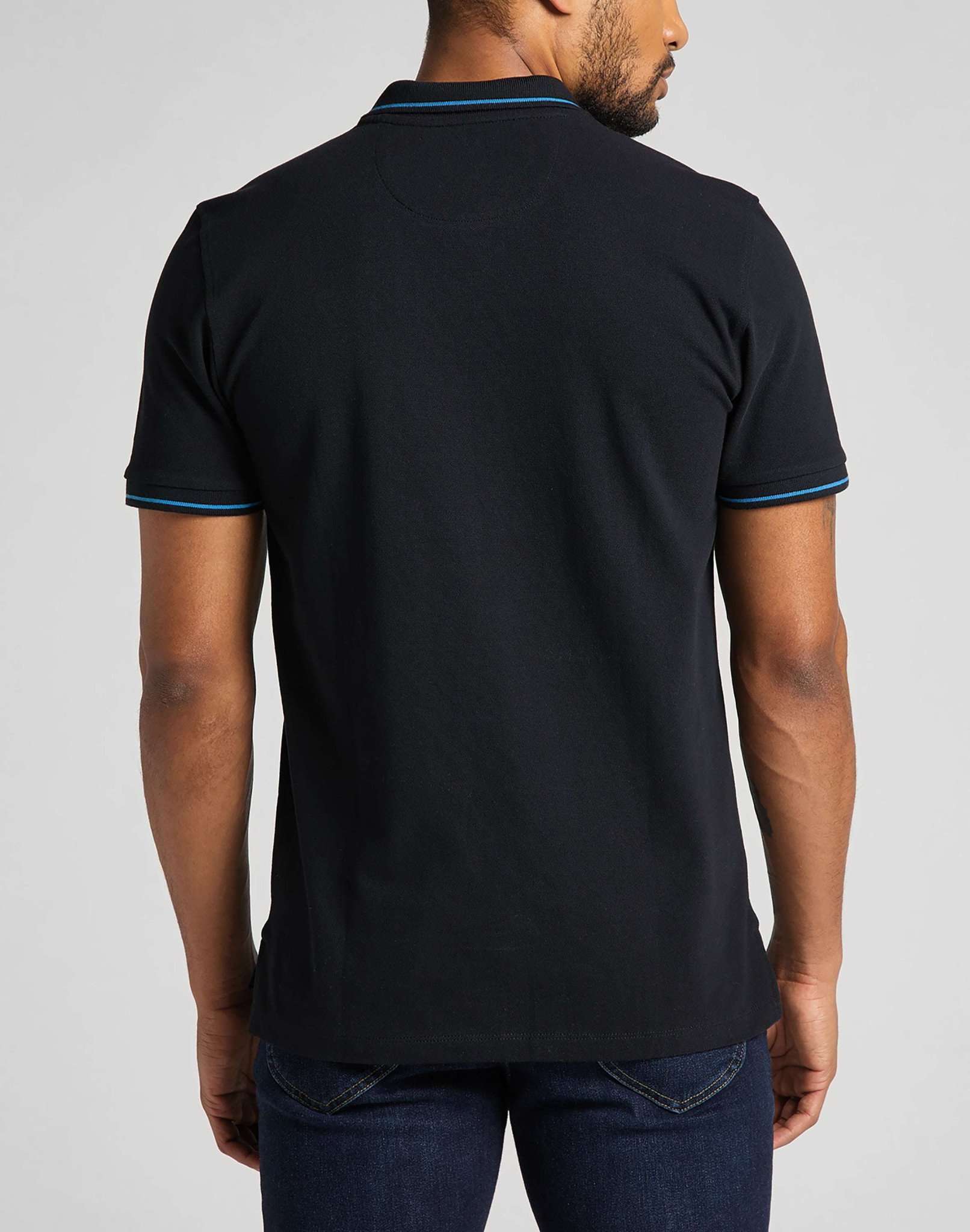 Pique Polo in Black Polos Lee