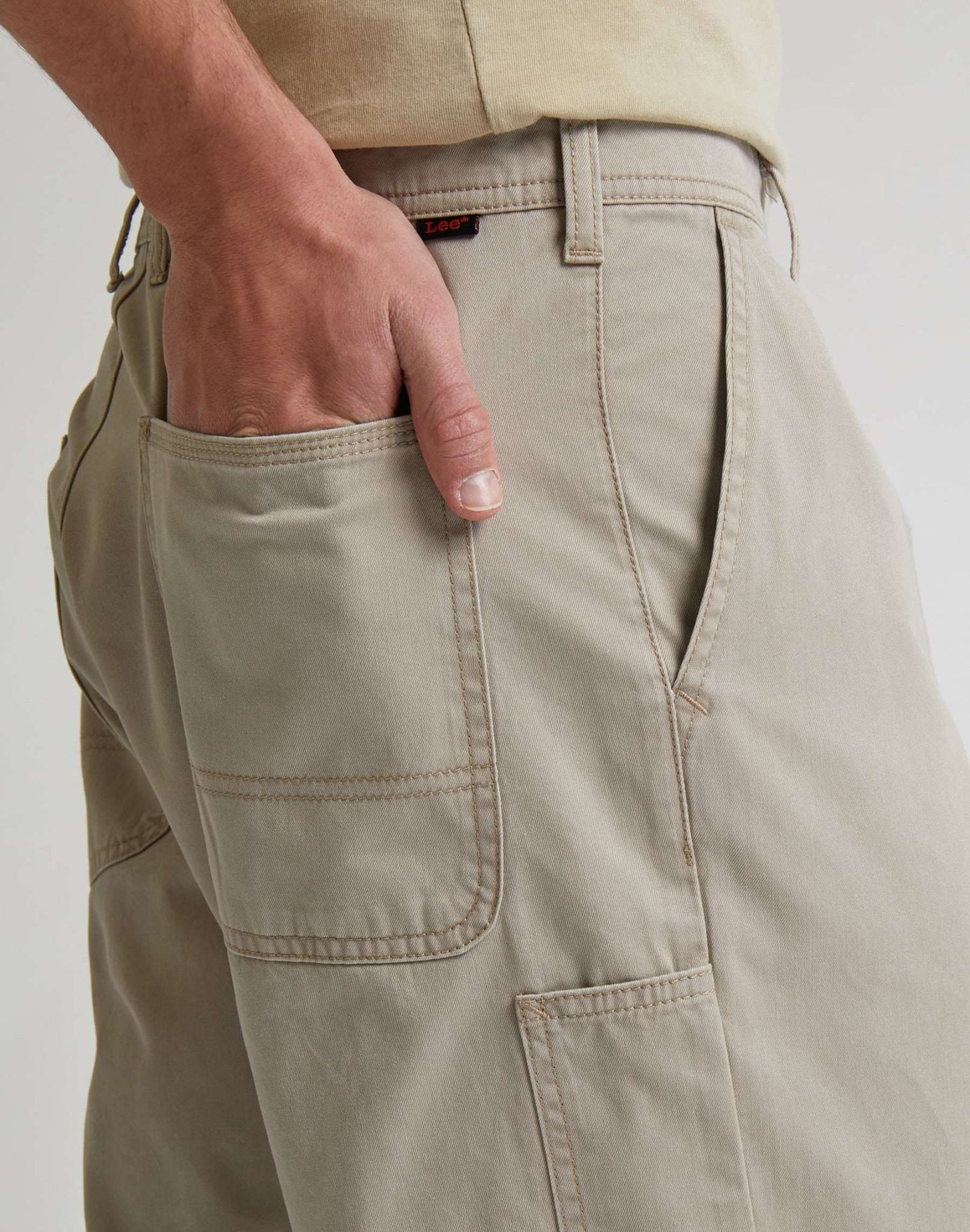 Pleated Chino Short in Stone Shorts Lee