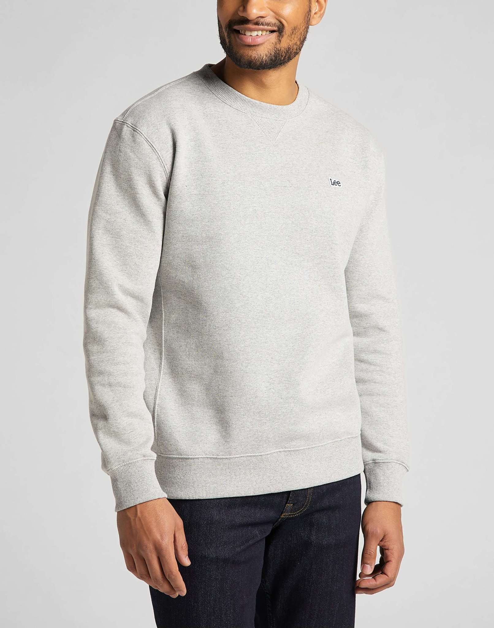 Plain Crew Sweatshirt in Grey Melange Sweatshirts Lee