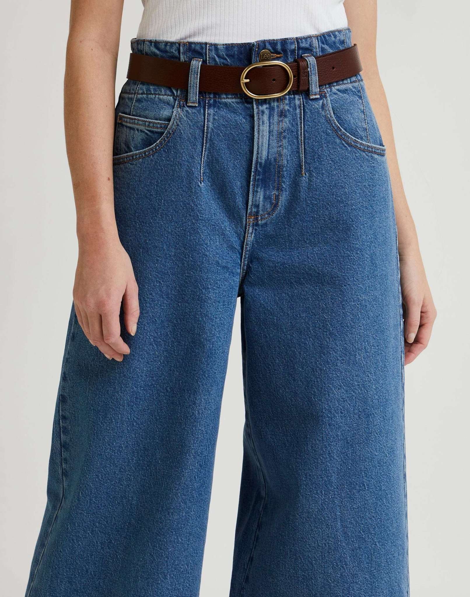 Wide Leather Belt in Dark Brown Belt Lee