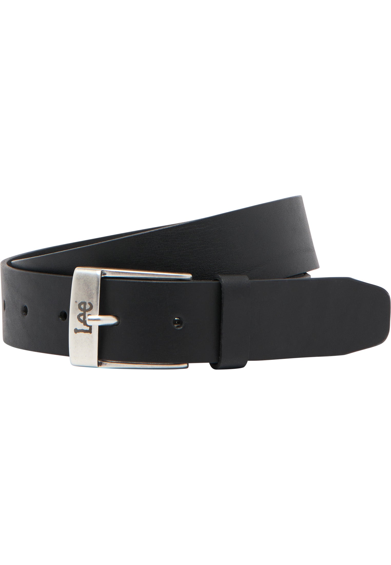 Leather Belt Logo Buckle in Black Belt Lee
