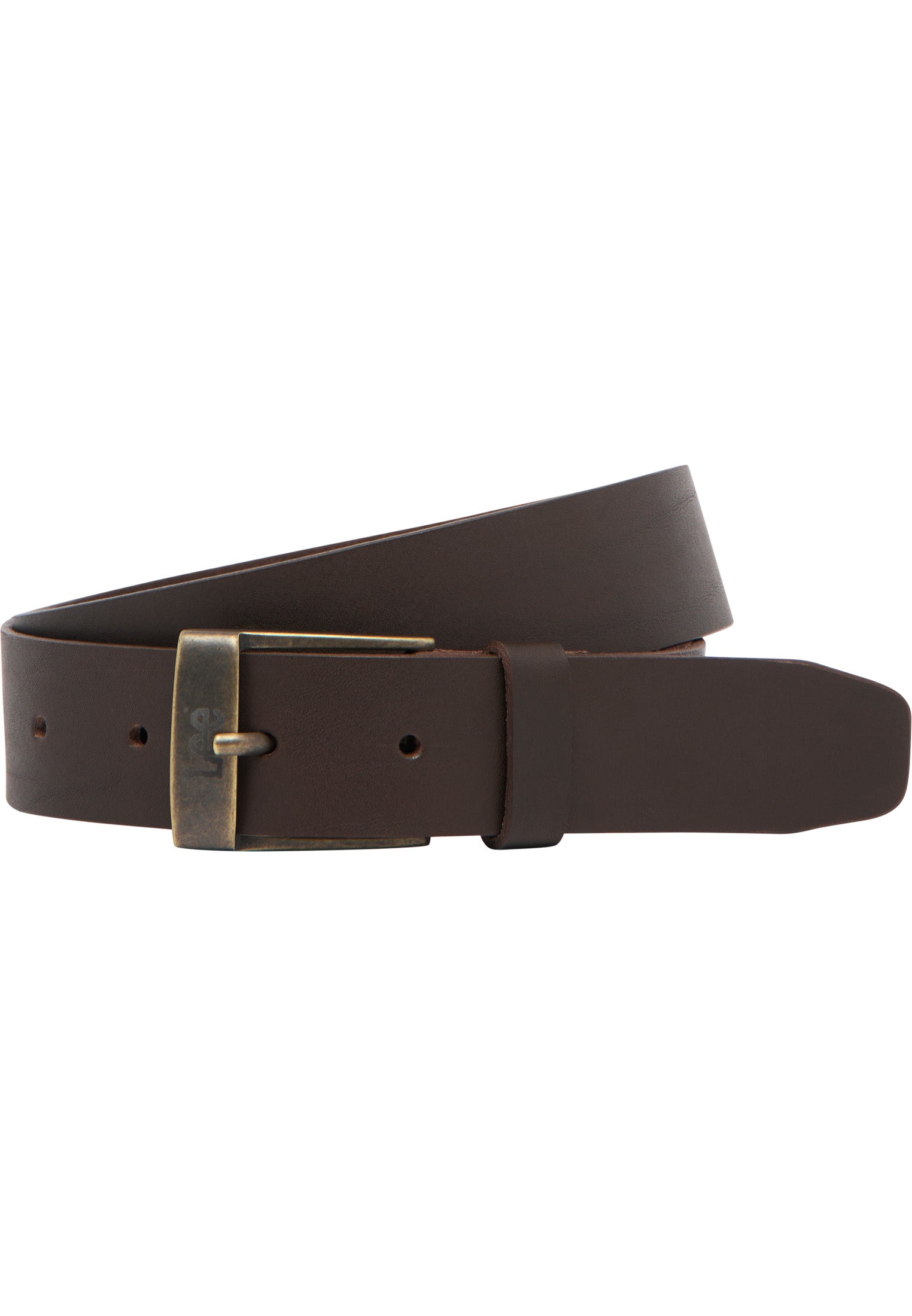 Leather Belt Logo Buckle in Dark Brown Belt Lee