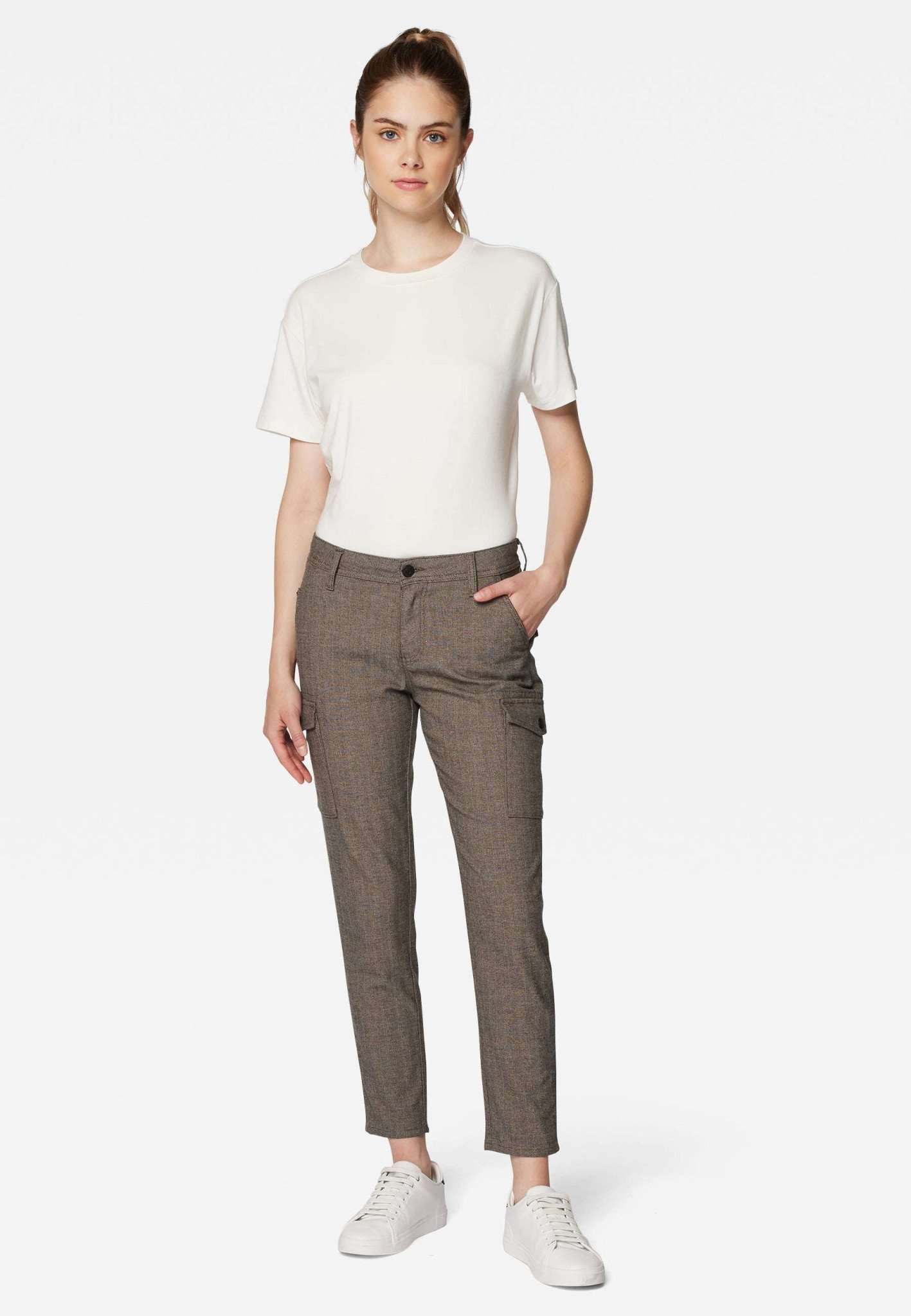 Luzi in Brown Herringbone Smart Sporty Pants Mavi