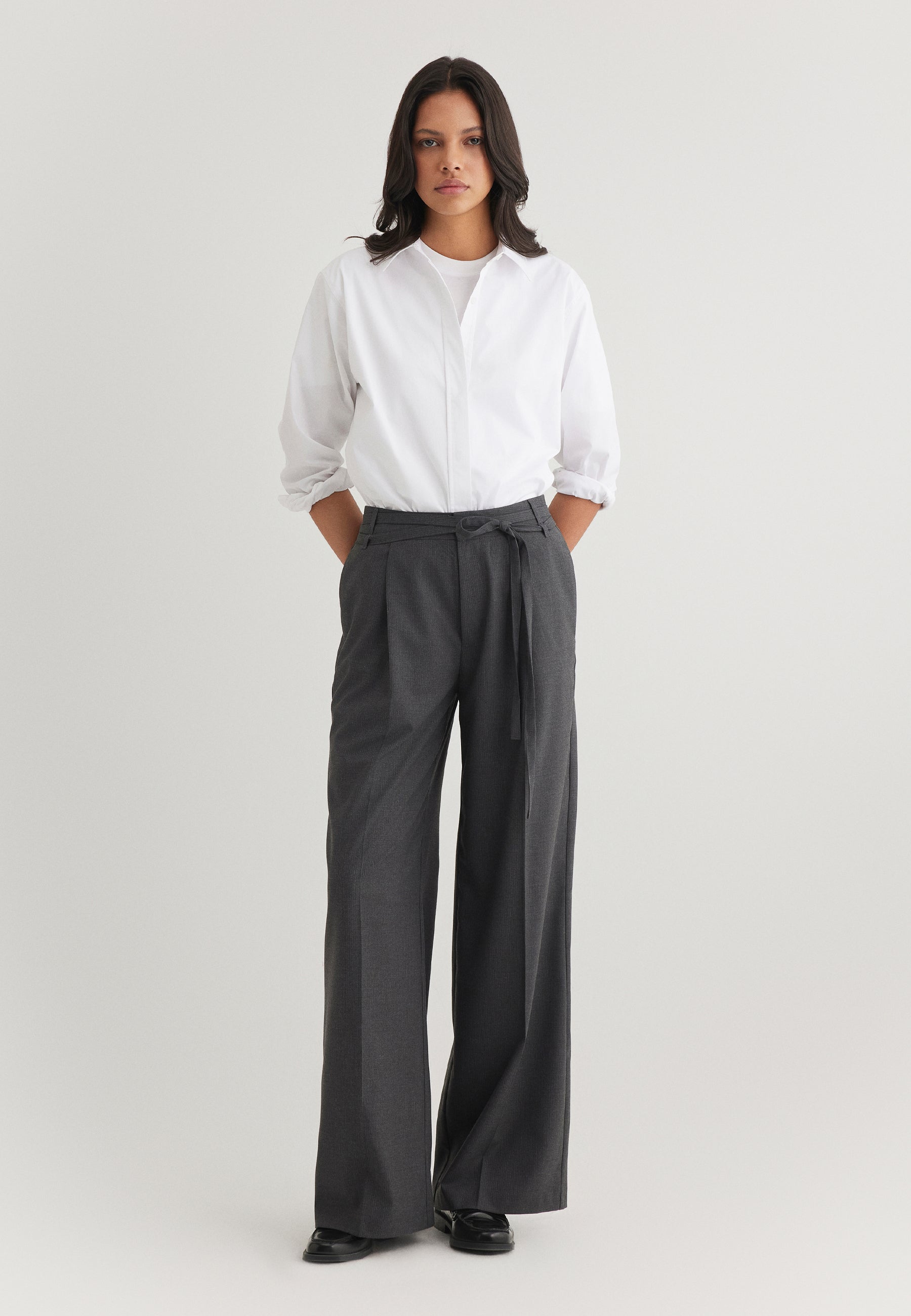 Woven Pants Belt in Antrasit Pin Stripe Pants Mavi