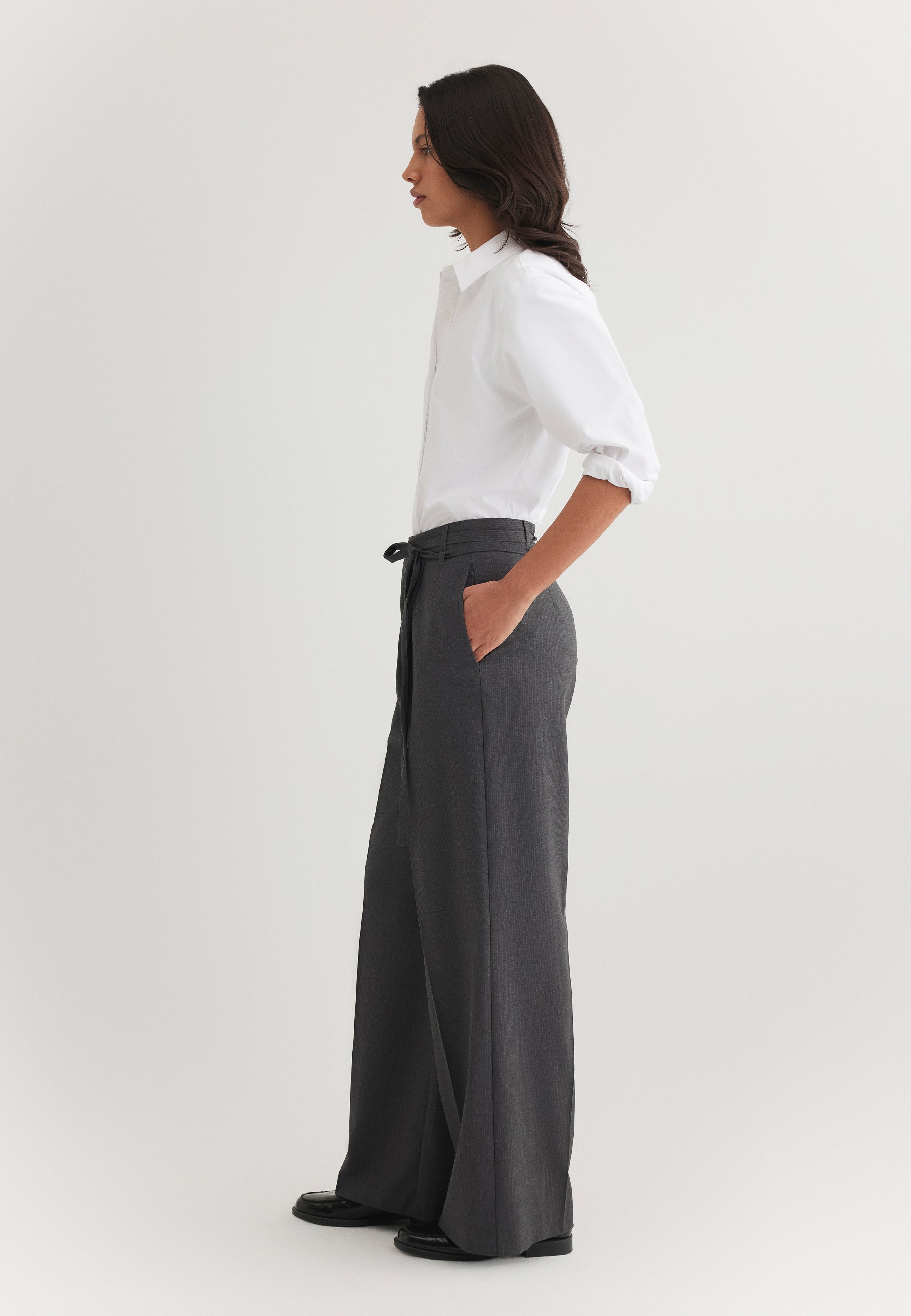 Woven Pants Belt in Antrasit Pin Stripe Pants Mavi