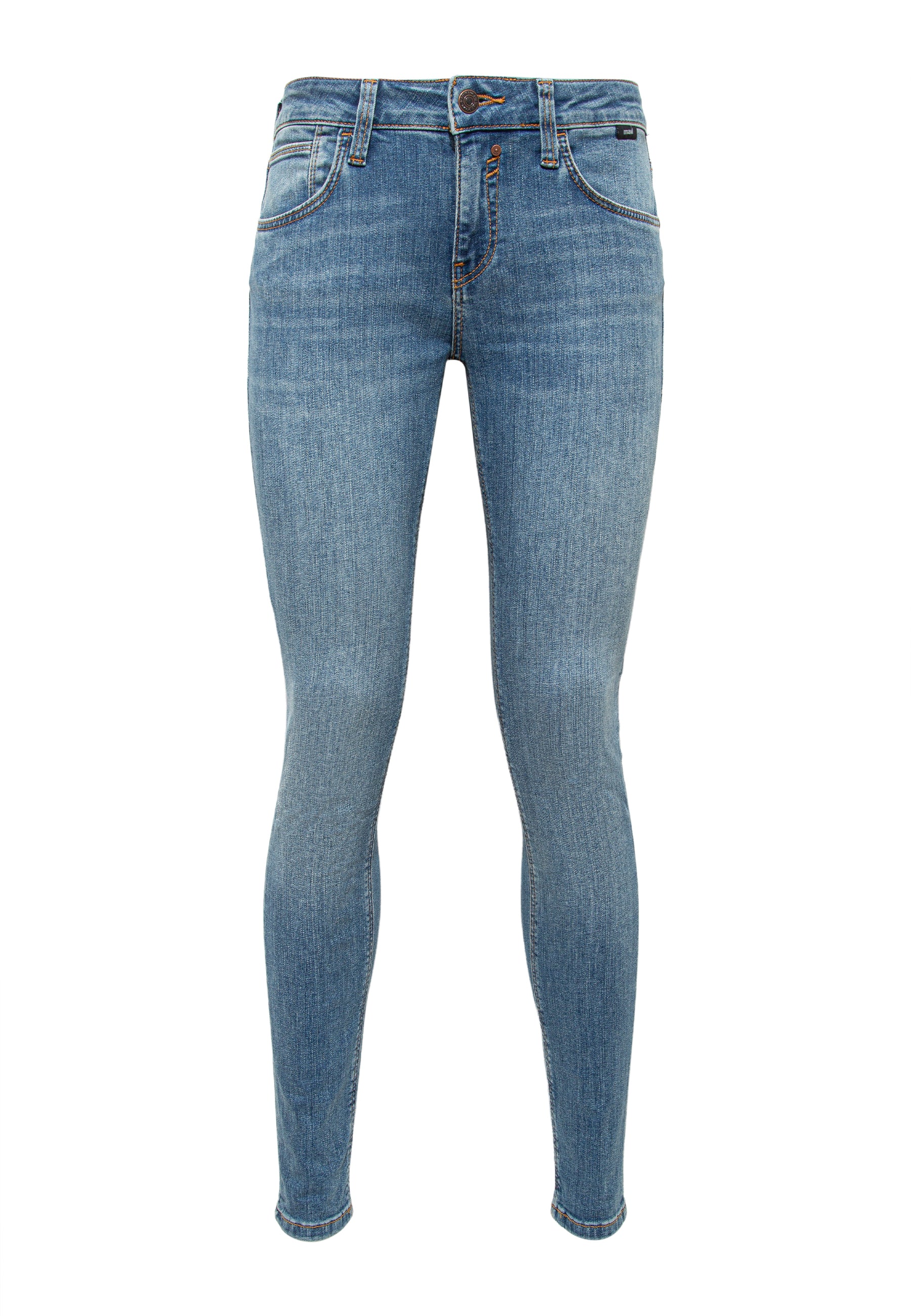Adriana in Deep Shaded Str Jeans Mavi