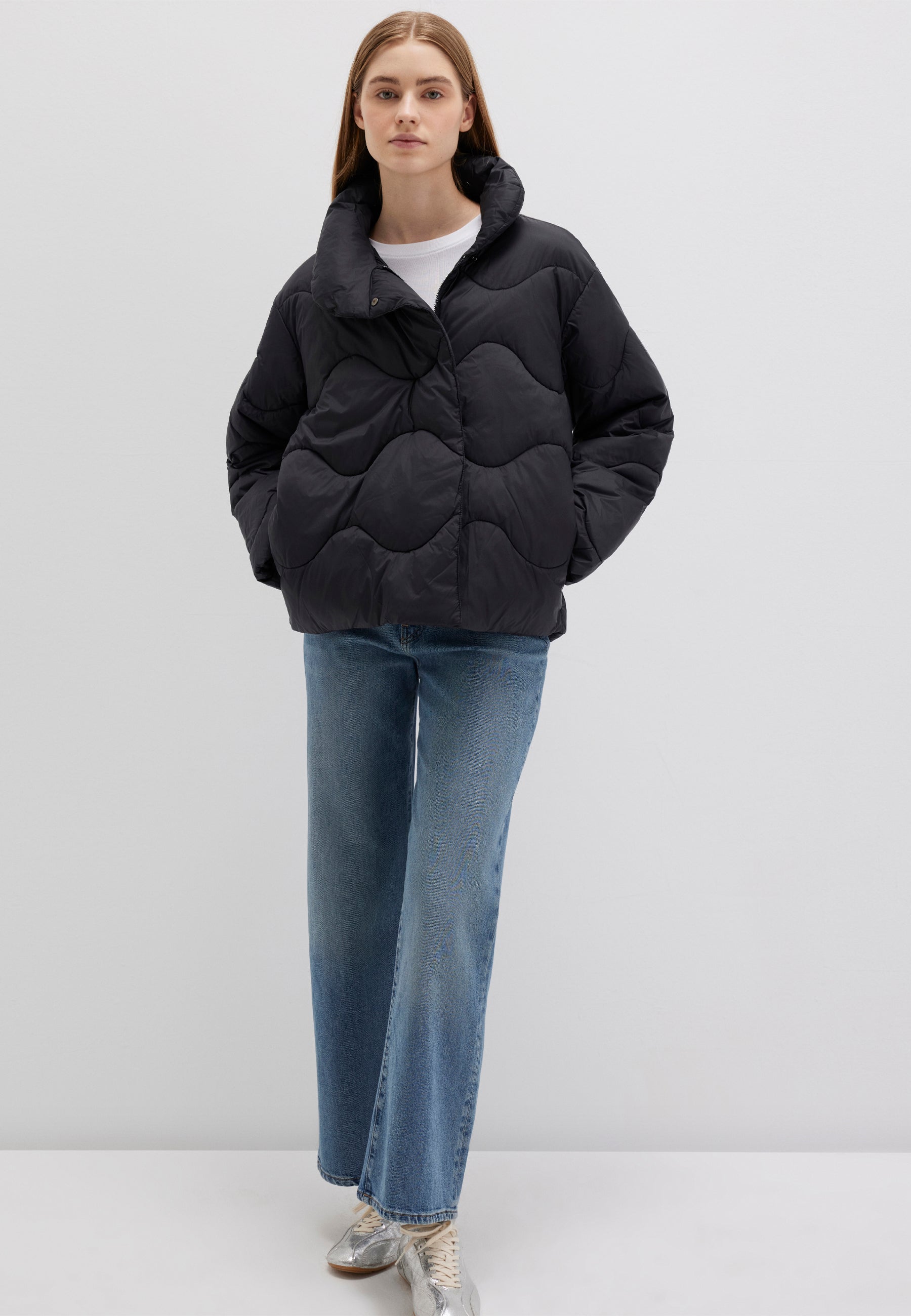 High Collar Jacket in Black Jackets Mavi