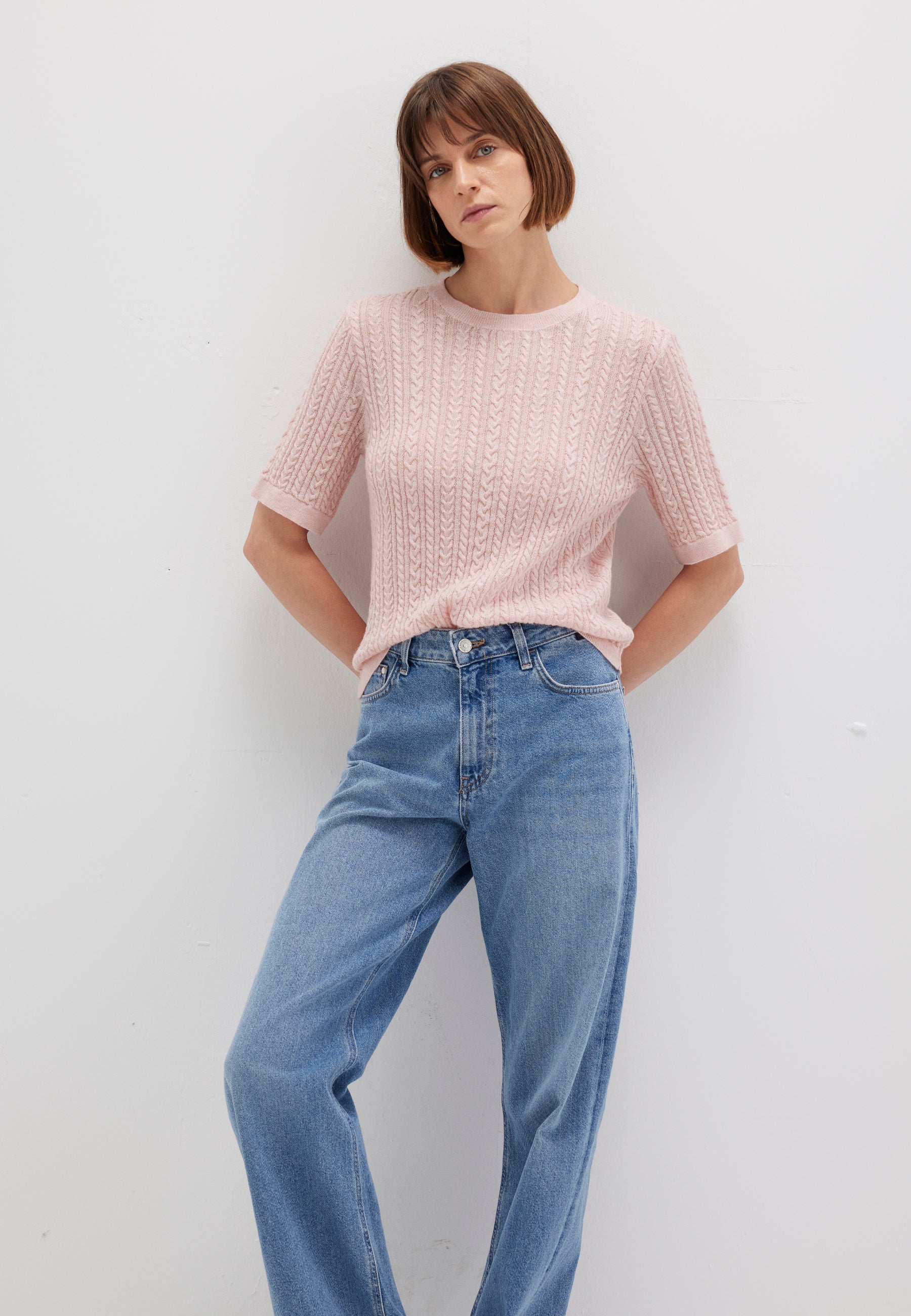 Short Sleeve Tricot in Lotus Melange Sweater Mavi