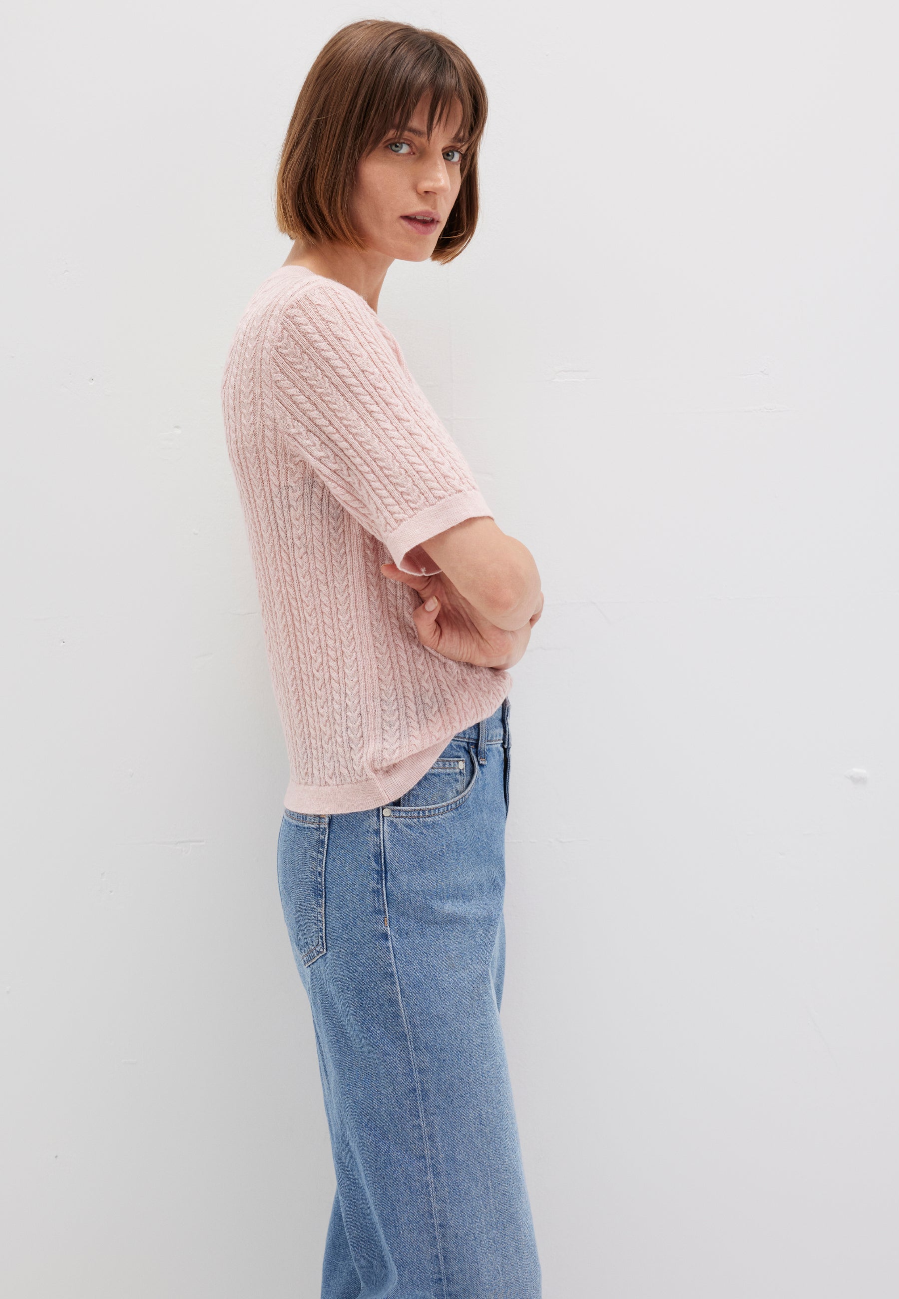 Short Sleeve Tricot in Lotus Melange Sweater Mavi